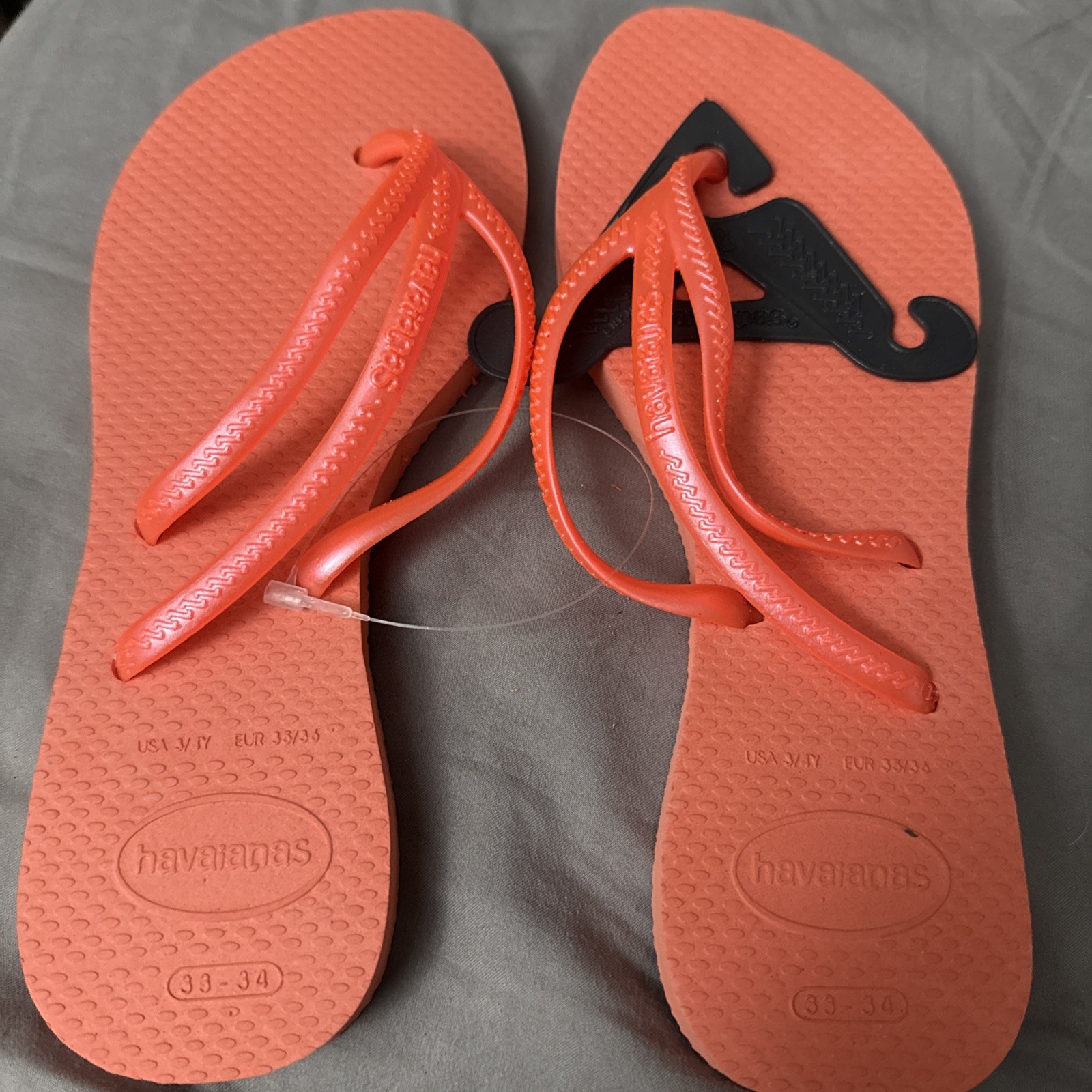 Havaianas Double Strap Sandals Flip Flops Shiny Orange NWT Womens US 3/4Y