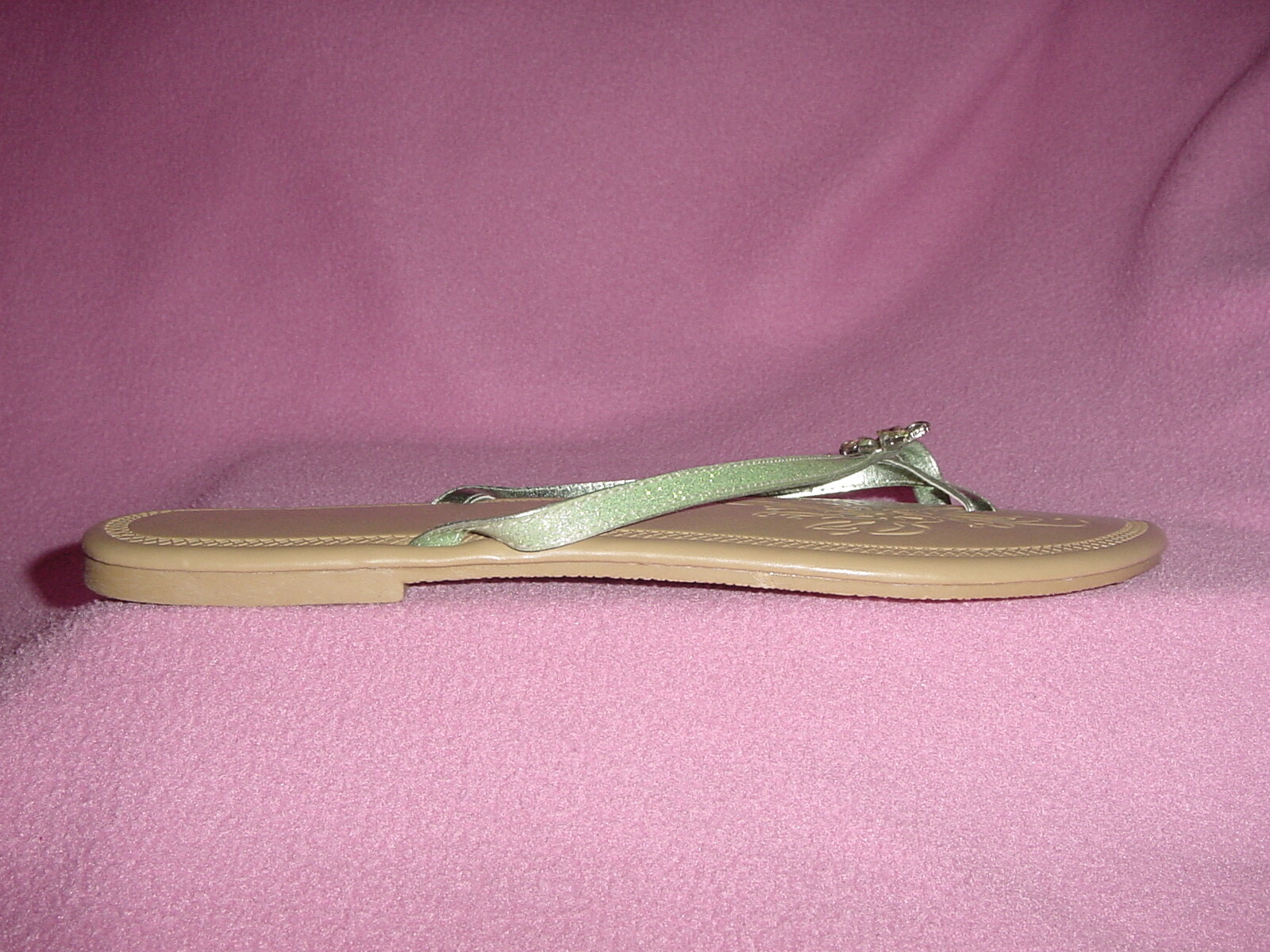Metallic Glitter Thong Flop Sandal Gems GREEN or GRAY/SILVER XL 11-12 FREE SHIP