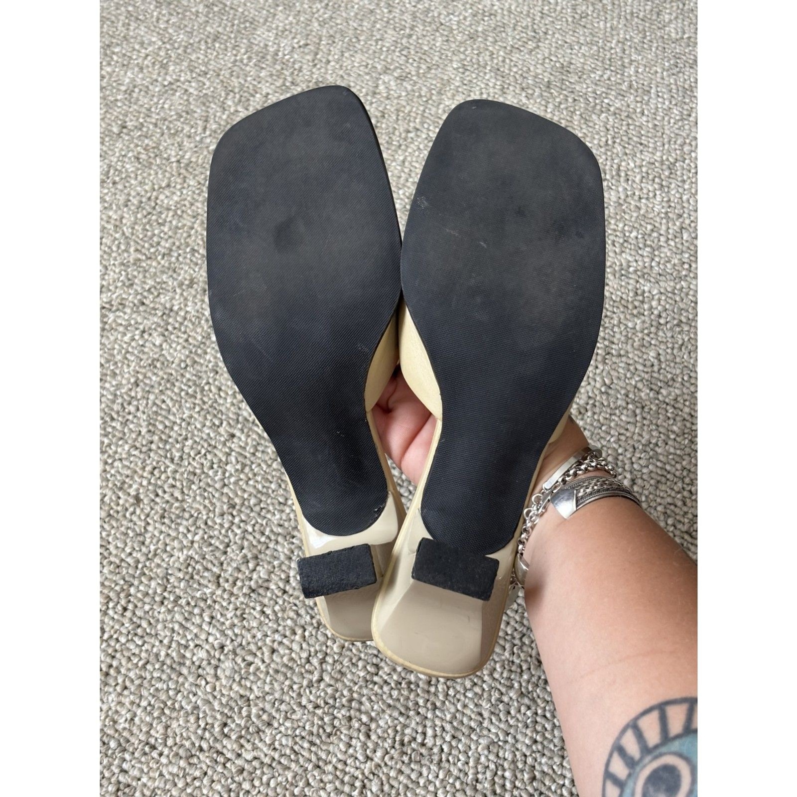 Vintage 90s Naturalizer Cream Kitten Heel Mules Size 8N