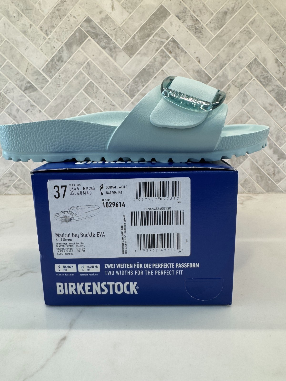 Birkenstock Madrid Big Buckle EVA Essentials Sandals Womens Size 6 37 Surf Green