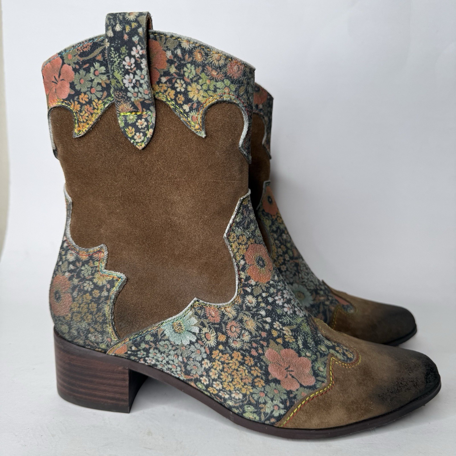 L’Artiste Spring Step Lady Luck Boots Leather Western Floral Womens 39 US 8.5