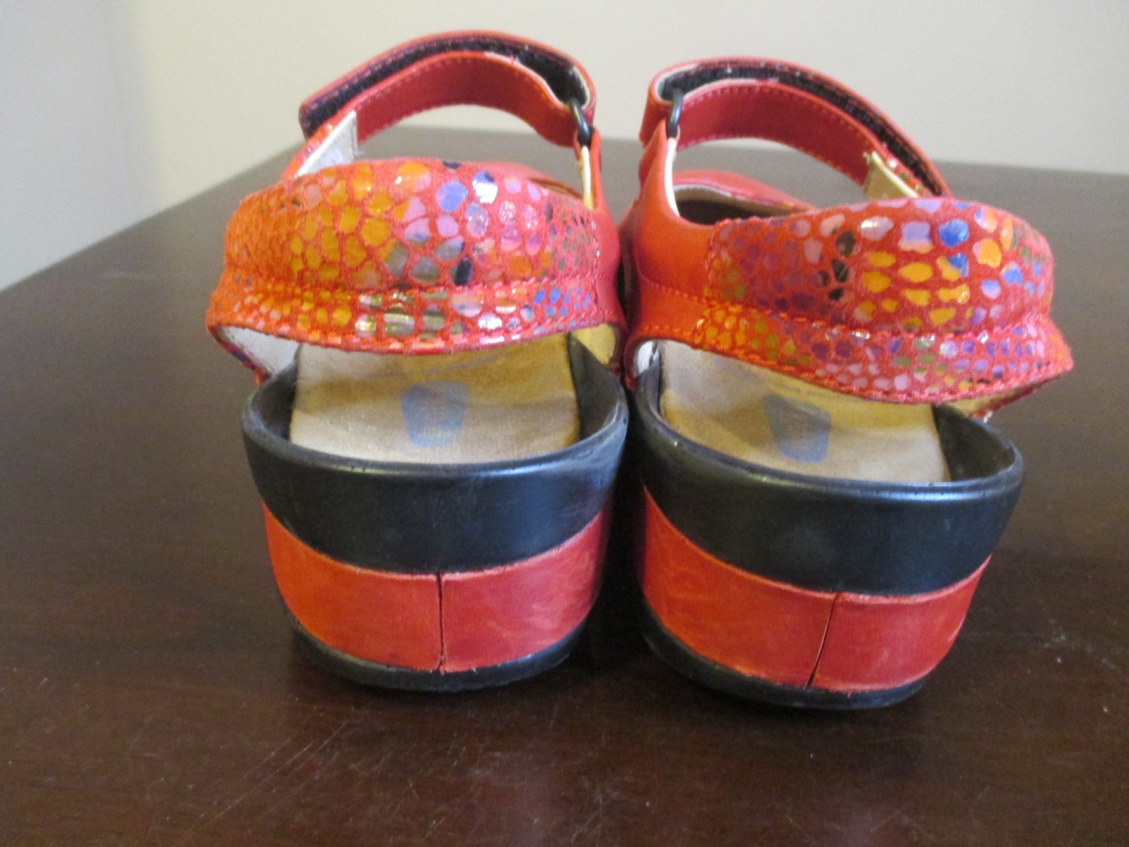 Wolky Red Leather Mary Jane Comfort Shoes Hook Loop Strap Women US 7 EU 38