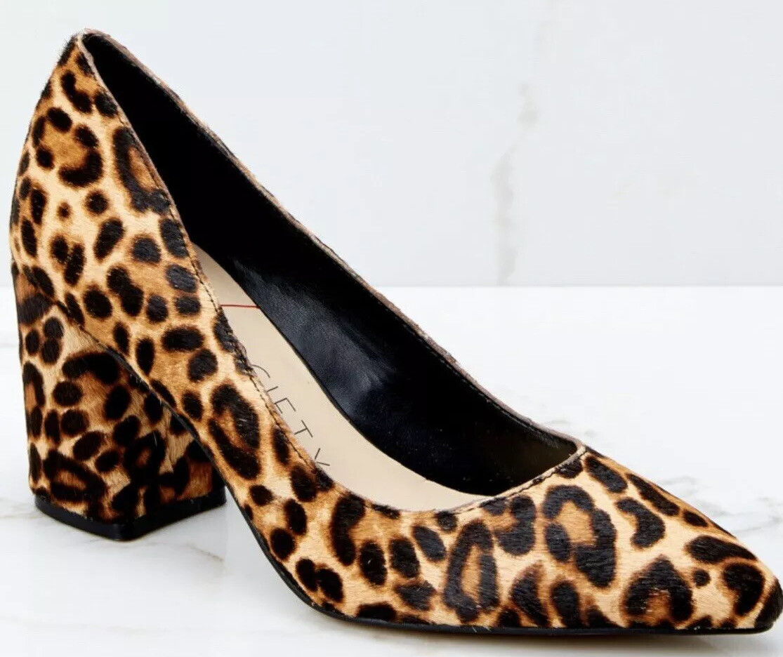 Sole Society TWILA Calf Hair Real Fur Leopard 5.5 M Animal Print Heels Women New