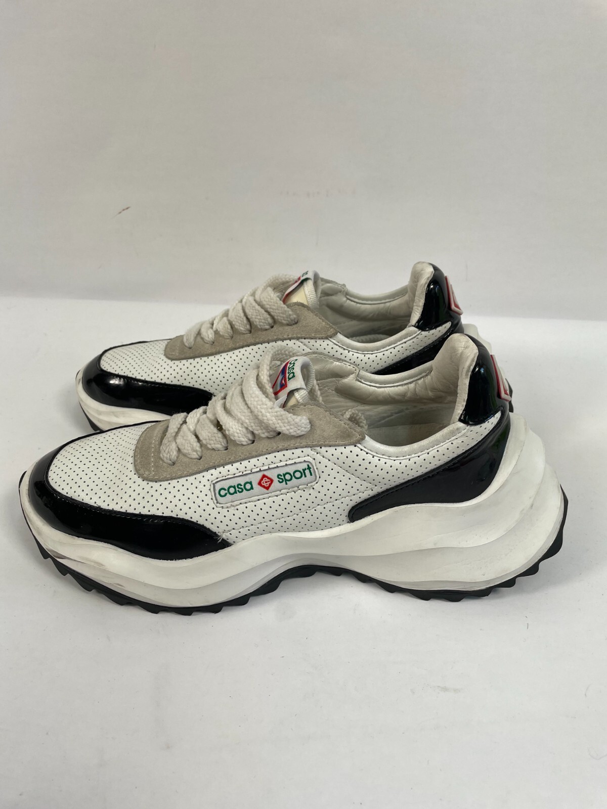 Casablanca Atlantis Sneakers Womens White Leather Low Trainers Breathable Sz 7.5