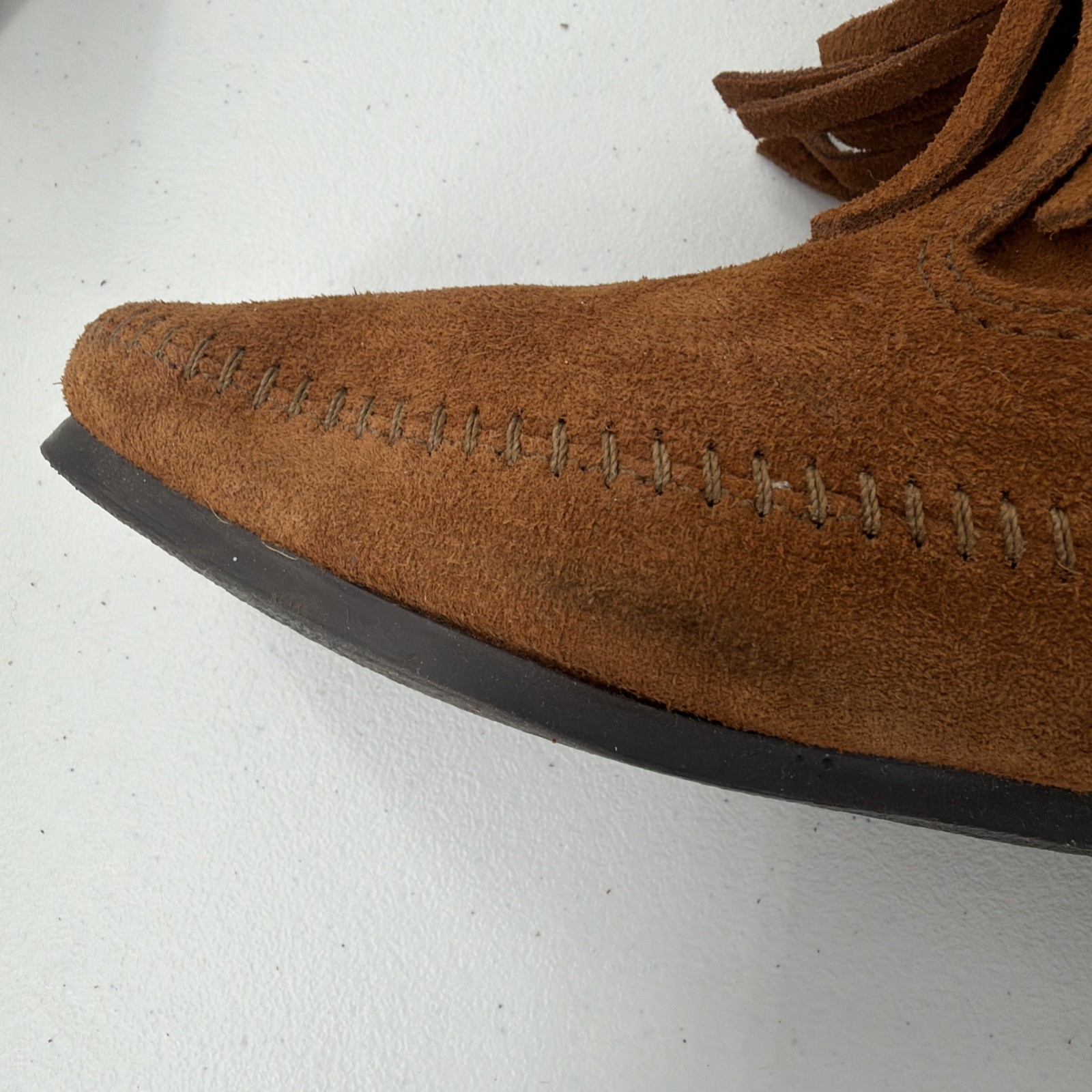 Minnetonka Moccasin 1632 Brown 3 Layer Fringe Boots Women Size 7 Western Cowgirl