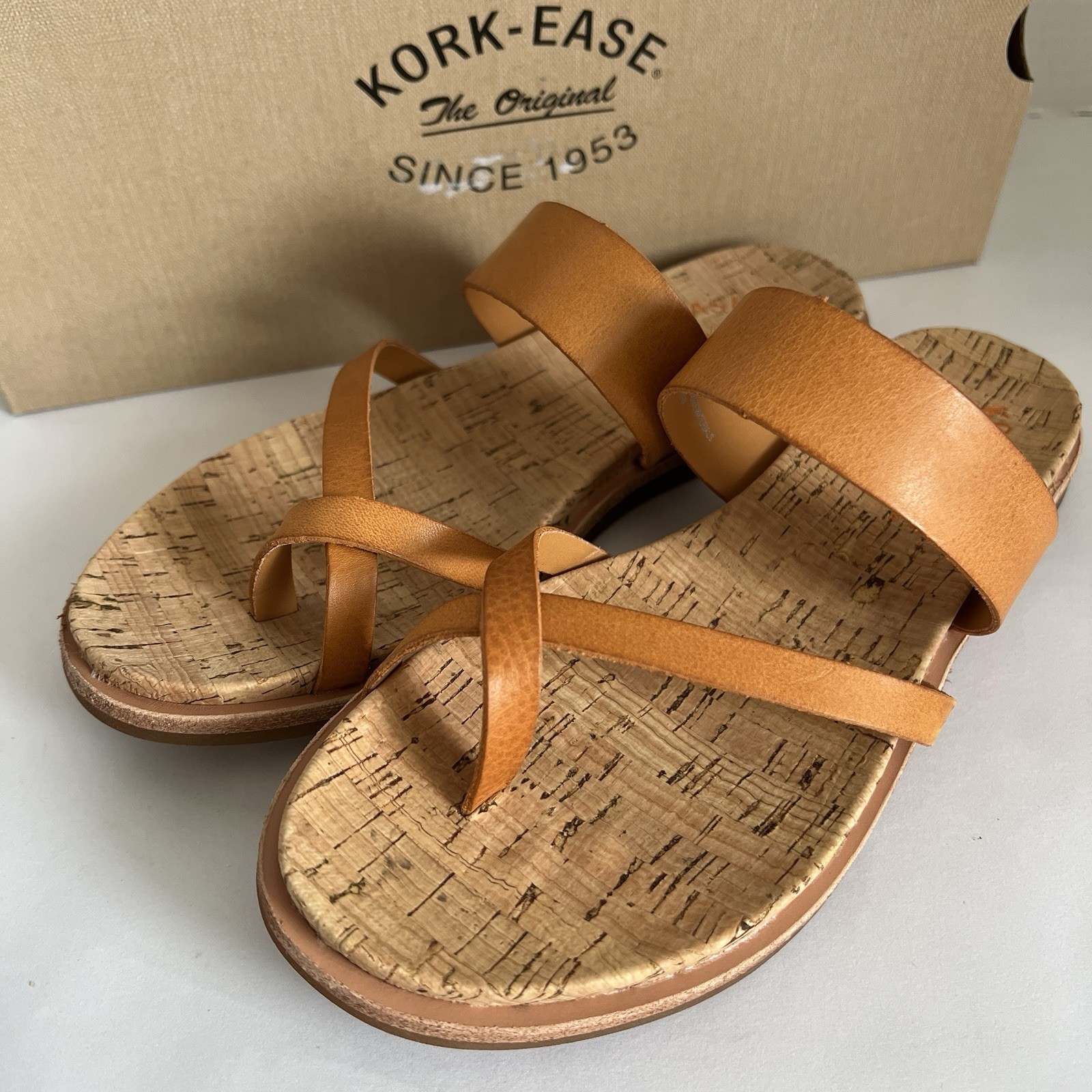 Kork-Ease Women’s Belinda Leather Slip-on Flat Sandals Size 6M/EU 36.5