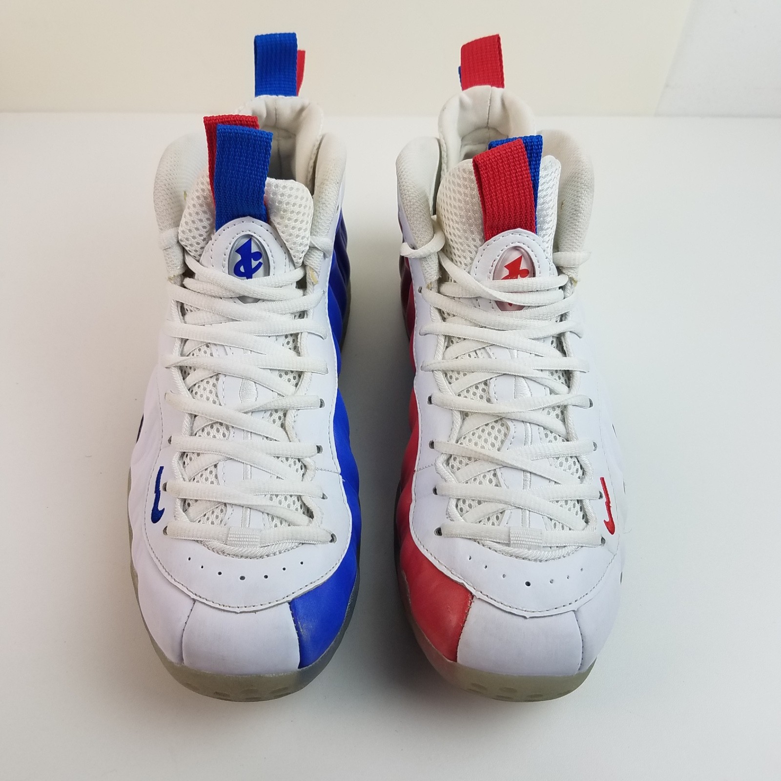 Size 9.5 – Nike Air Foamposite white red blue One USA men