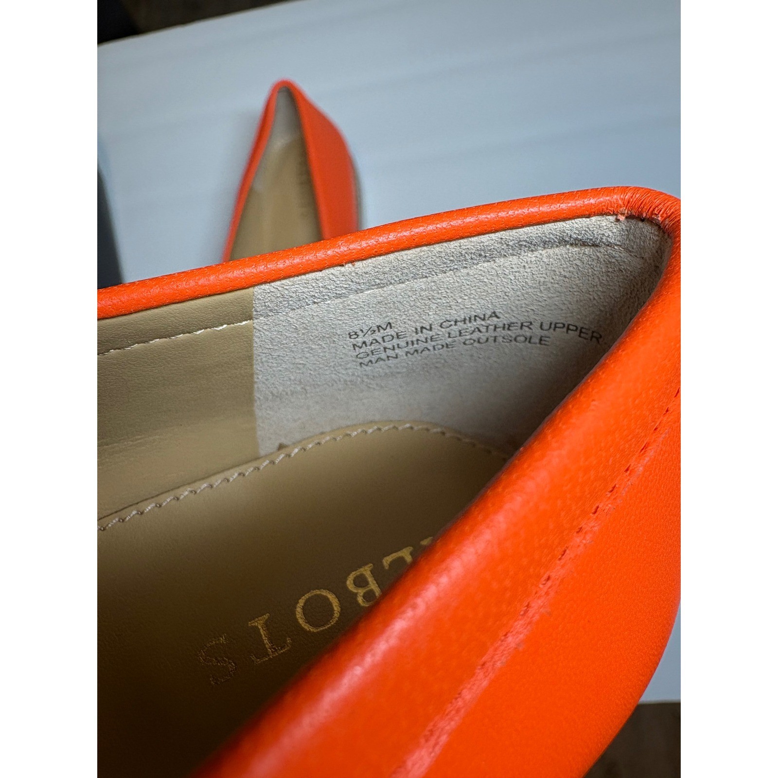 Talbots NWT Laura Link Leather Loafers Bright Tangerine Orange Gold Chain 8.5M