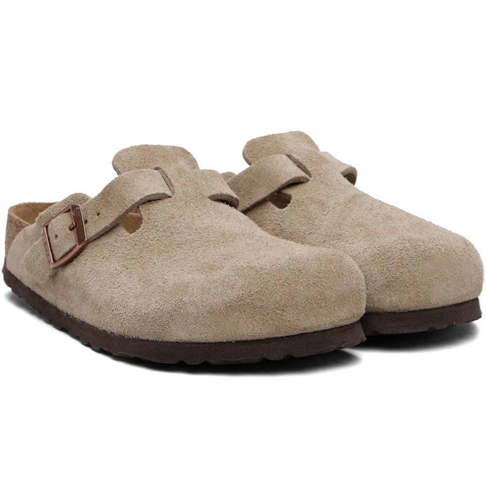 Birkenstock Boston Taupe Suede Leather Soft Footbed Clogs Unisex’s Shoes