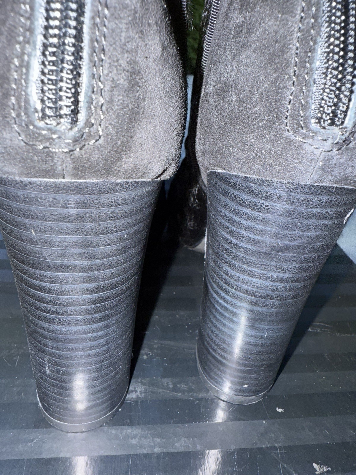 Angel Black Fur Ankle Bootie Round Toe Block Heel Zip Solid Size 9