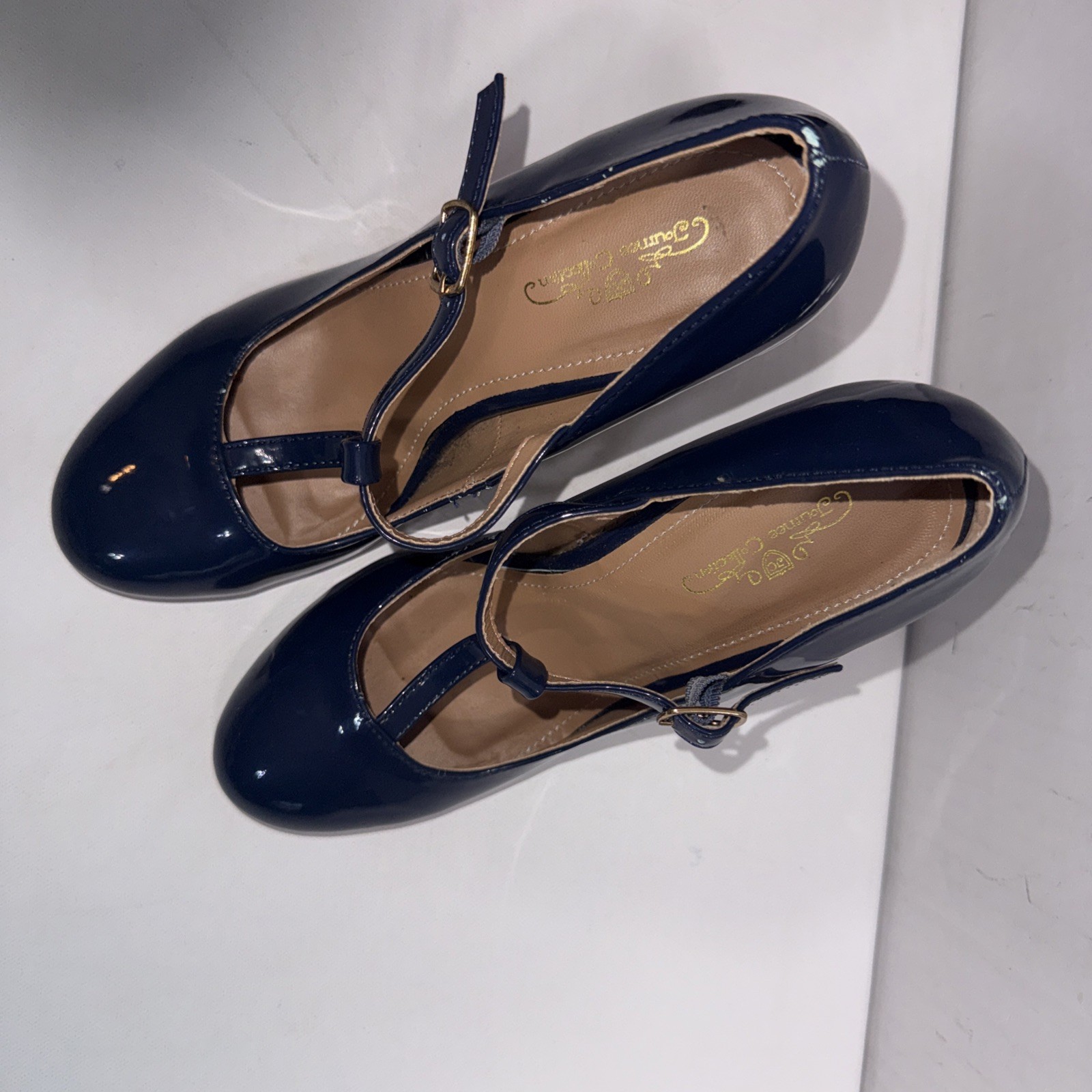 Journee Collection Old Money Business Casual Formal T Strap Stiletto Blue Pumps