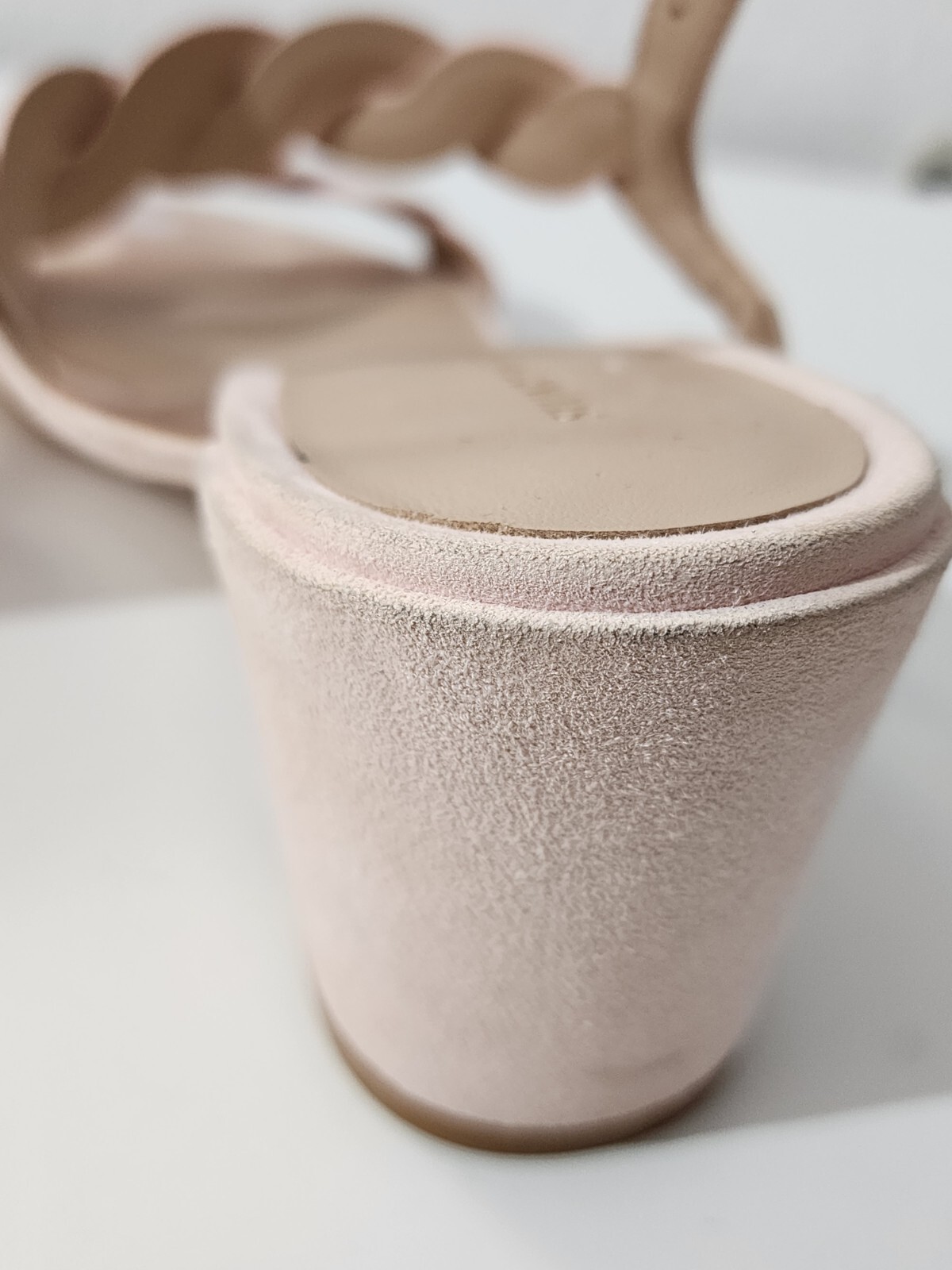 Stuart Weitzman Twistie Pink Suede Block Heels Ankle Strap Sandals Women’s Sz 7