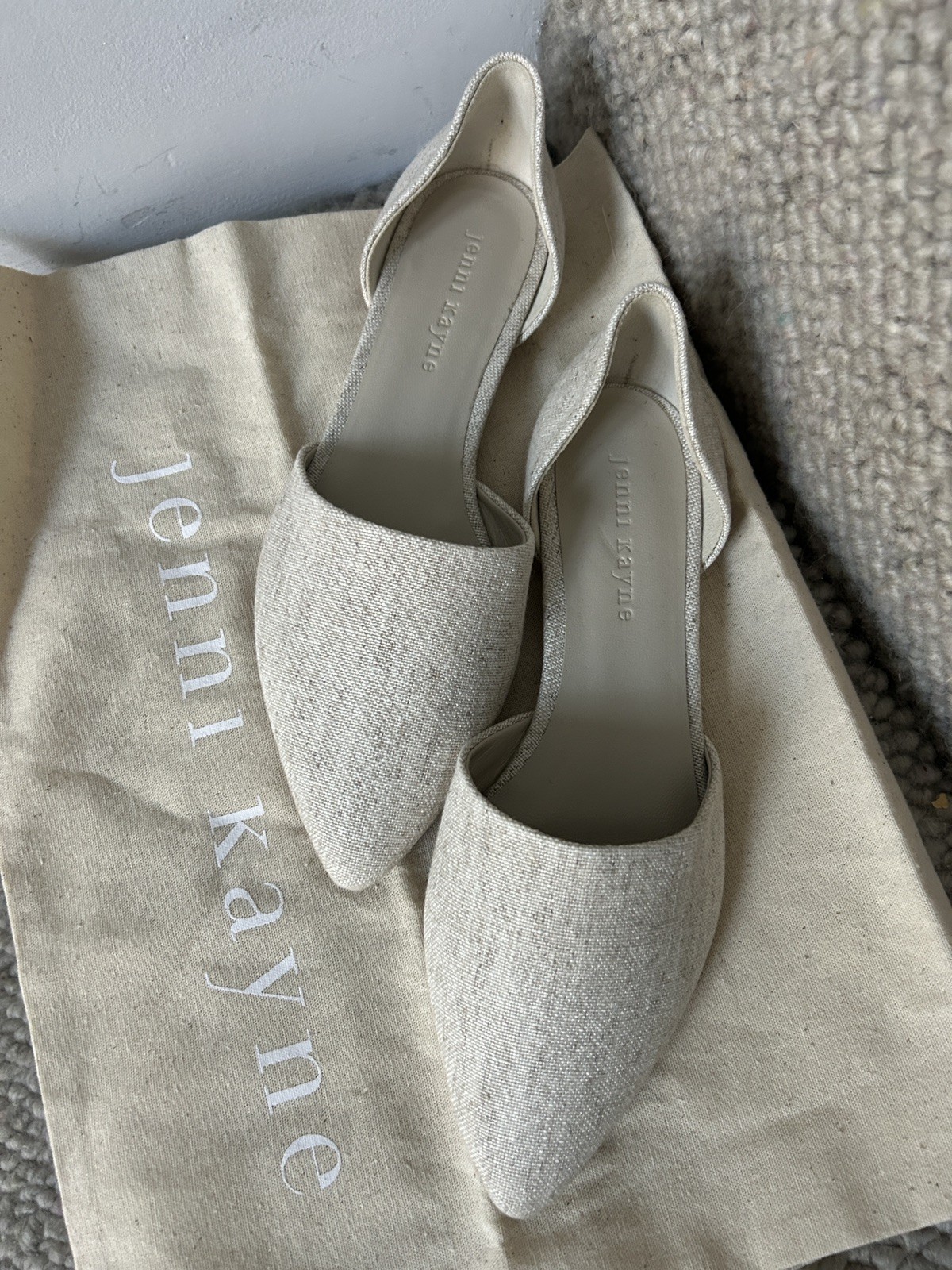 Jenni Kayne Linen D’Orsay Flats Wheat $385 Size 37 NEW