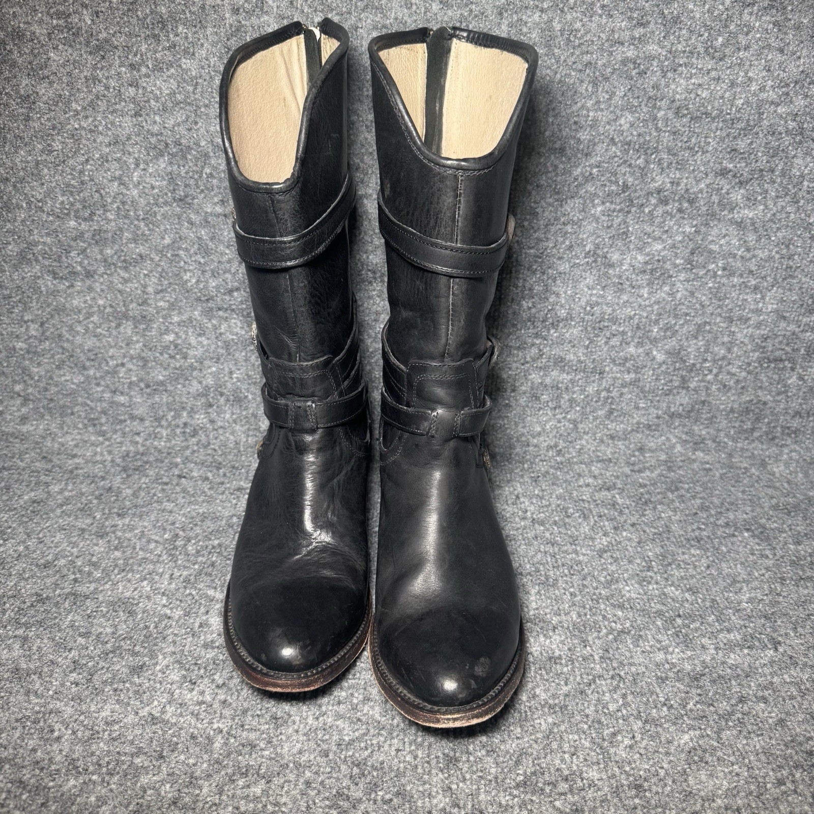 FREEBIRD BY STEVEN Pike Black Boots Women Size 10 Western Buckle Straps