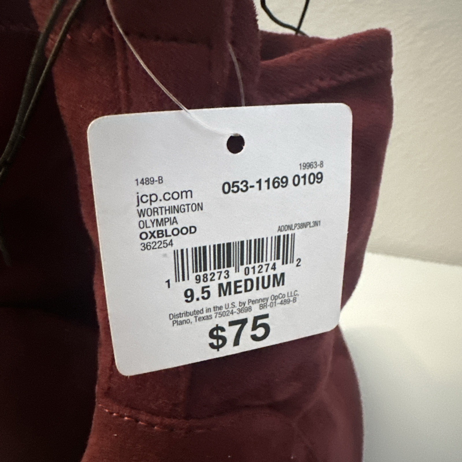 JCP Worthington Olympia Ankle Boots Women’s Size 9.5 Ox Blood Slip-on 3.25″ Heel