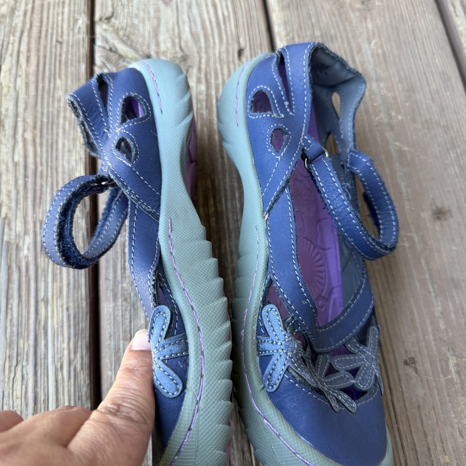 Jambu Blossom Mary Jane Shoes Womens 6M Blue Purple Leather Comfort Flats