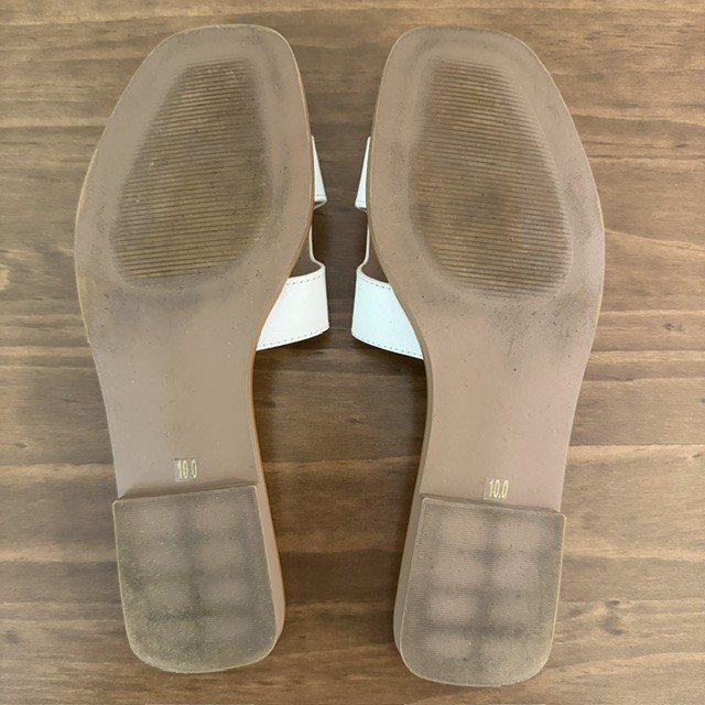 Steven New York Steve Madden Harlien Slide Leather White Sandal Women’s Size 10M