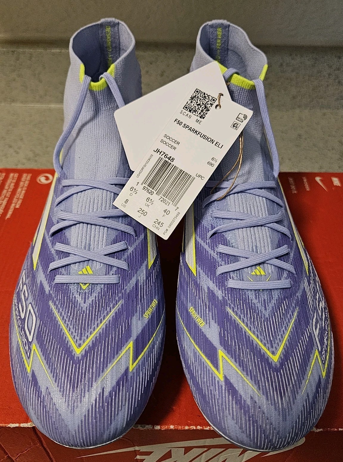 $260 Adidas F50 Sparkfusion Elite Mid FG Soccer Cleats Violet Women’s 8 / Mens 7