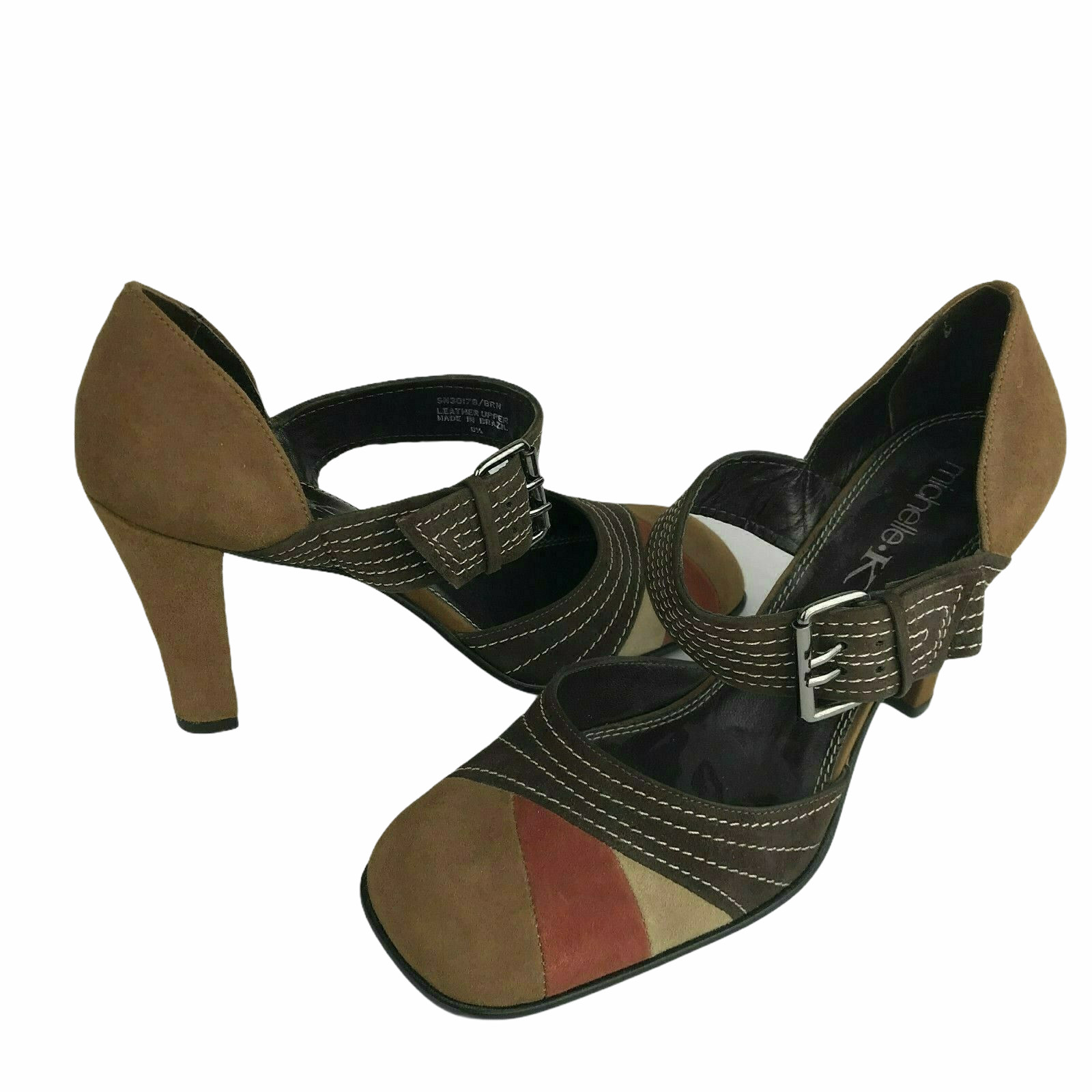 Michelle K High Heel Buckle Shoes Women’s 8.5 Leather Upper Made in Brazil