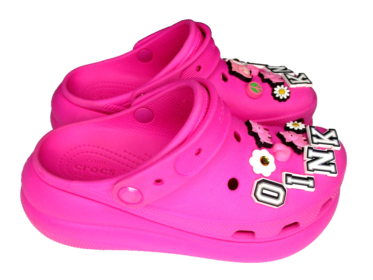 Crocs Classic Mega Crush Platform Clog Pink Women’s Size 7~w/Removeable Charms