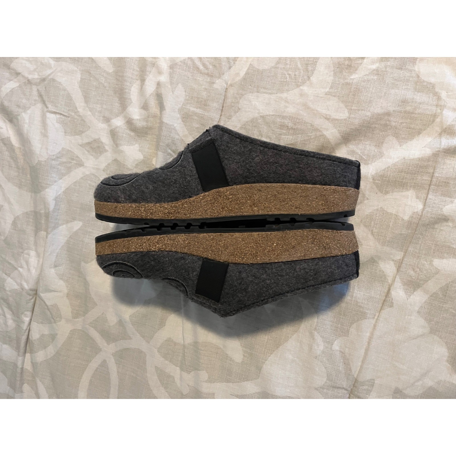 Haflinger Magic Wool Clogs Charcoal Black Swirl Embroidered Slippers Size 39/8