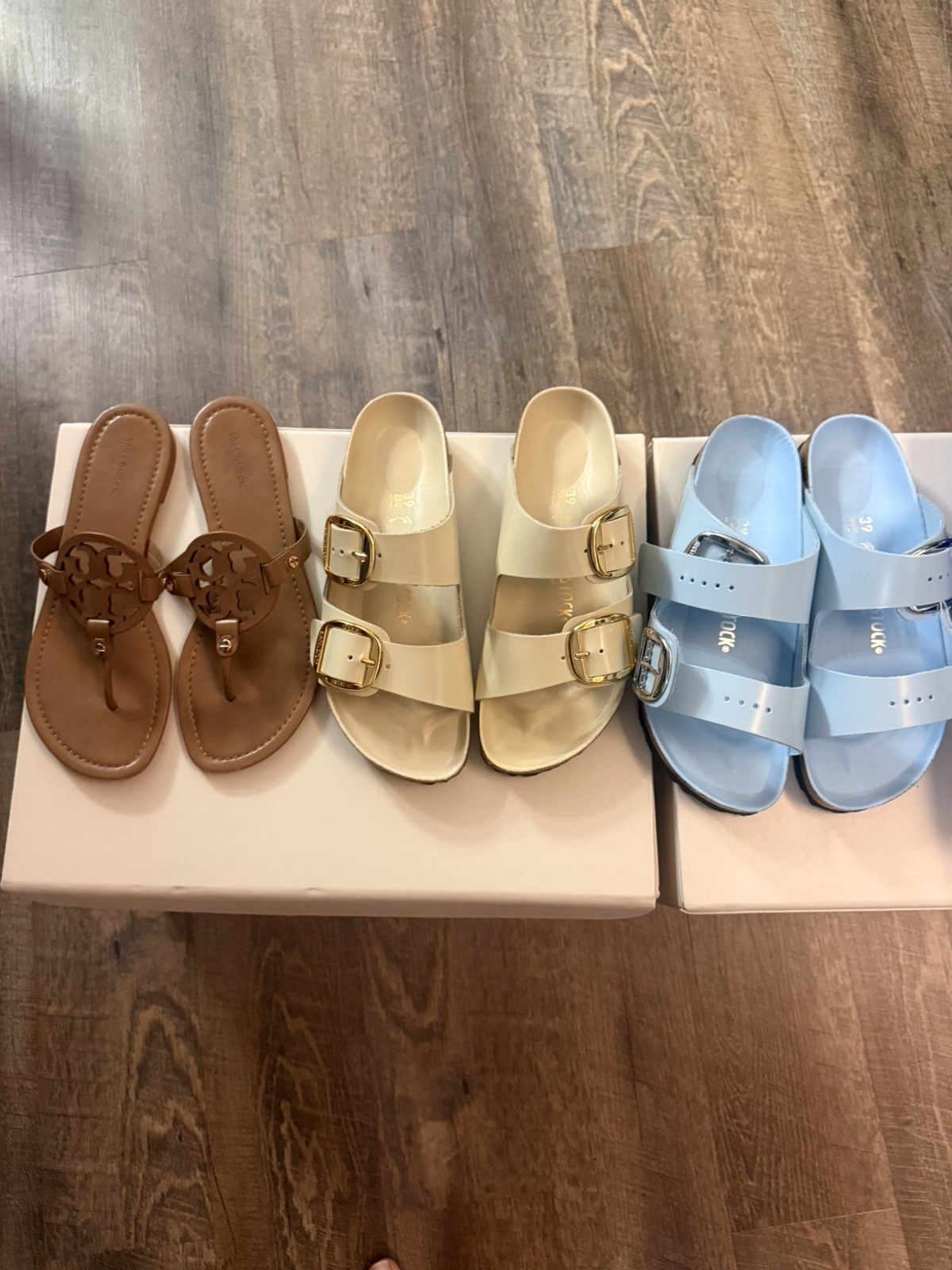 BIRKENSTOCK ARIZONA BIG BUCKLE LEATHER HIGH SHINE BABY BLUE 39 EU 8-8.5 US