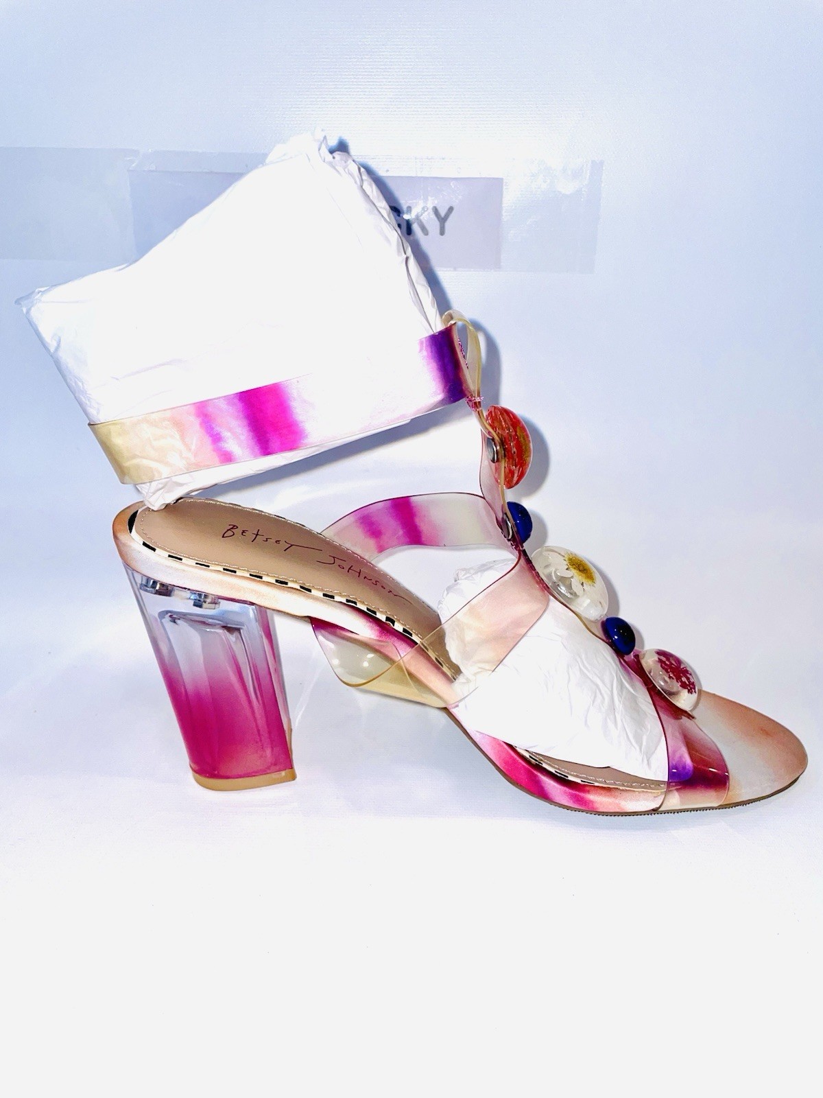 Betsey Johnson Sandals Size 8.5 floral see thru heels Lennie