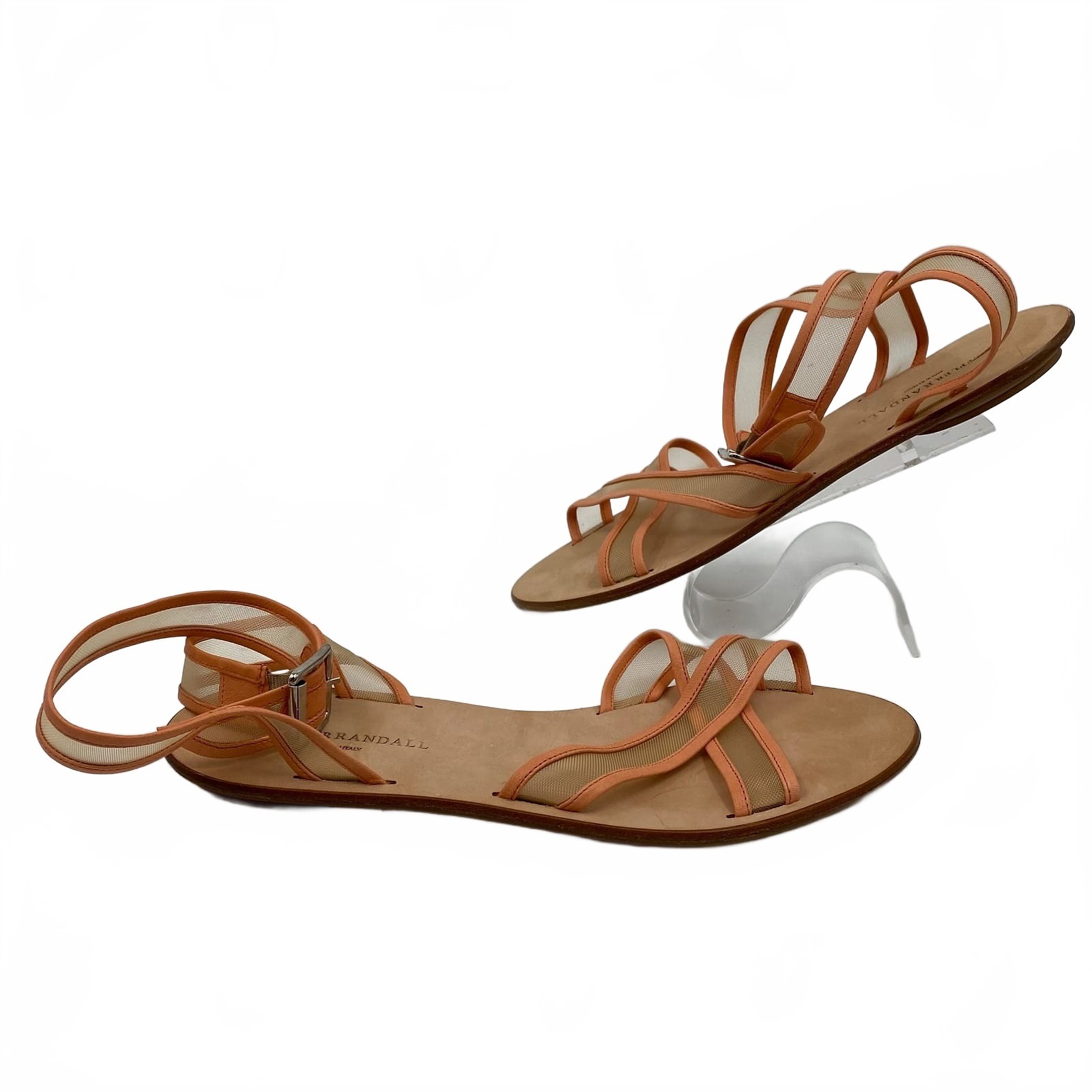 Loeffler Randall Orange Beige Leather Sandals | Women’s US 10.5