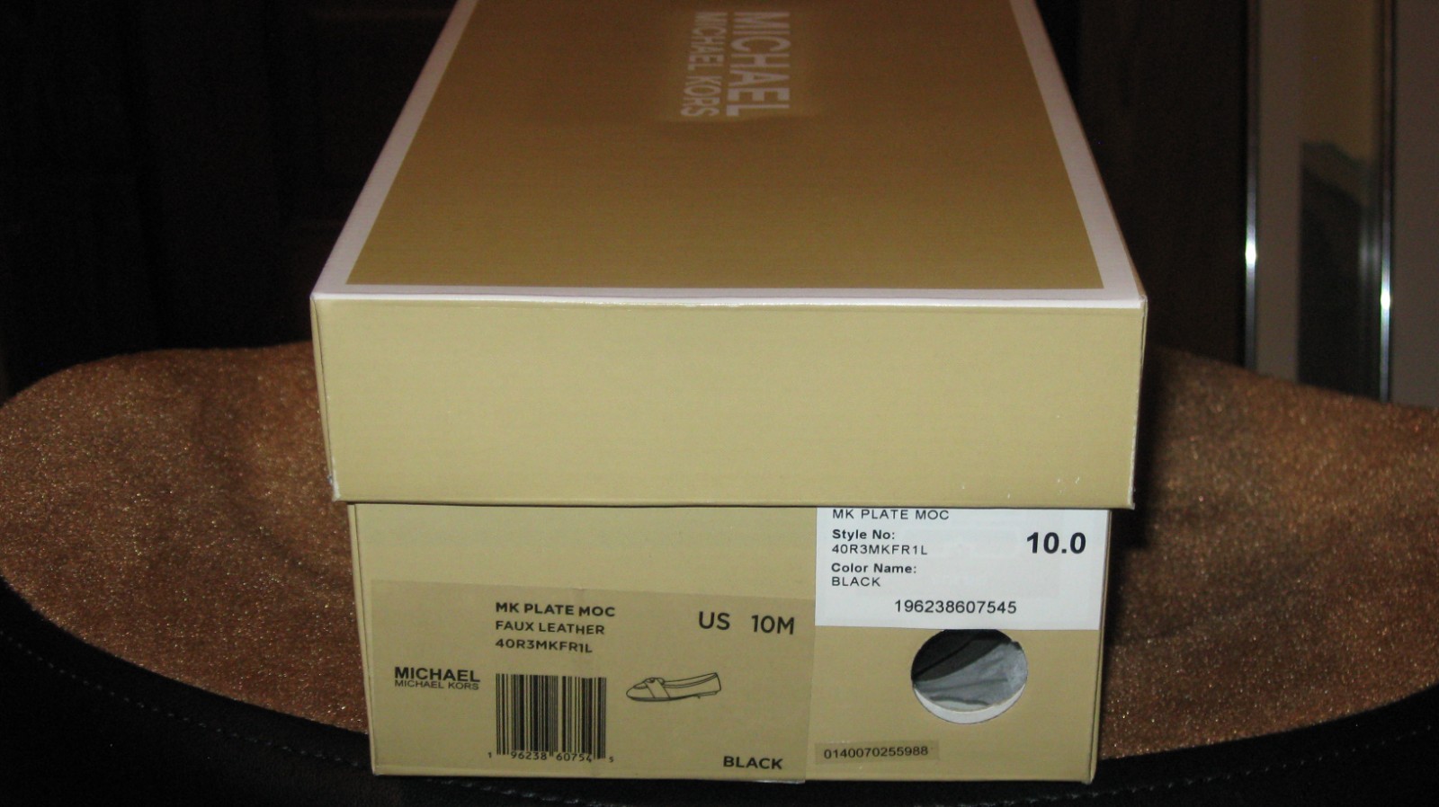 MICHAEL KORS MK PLATE MOC LOAFER STYLE BALLET FLATS IN BLACK 10 M