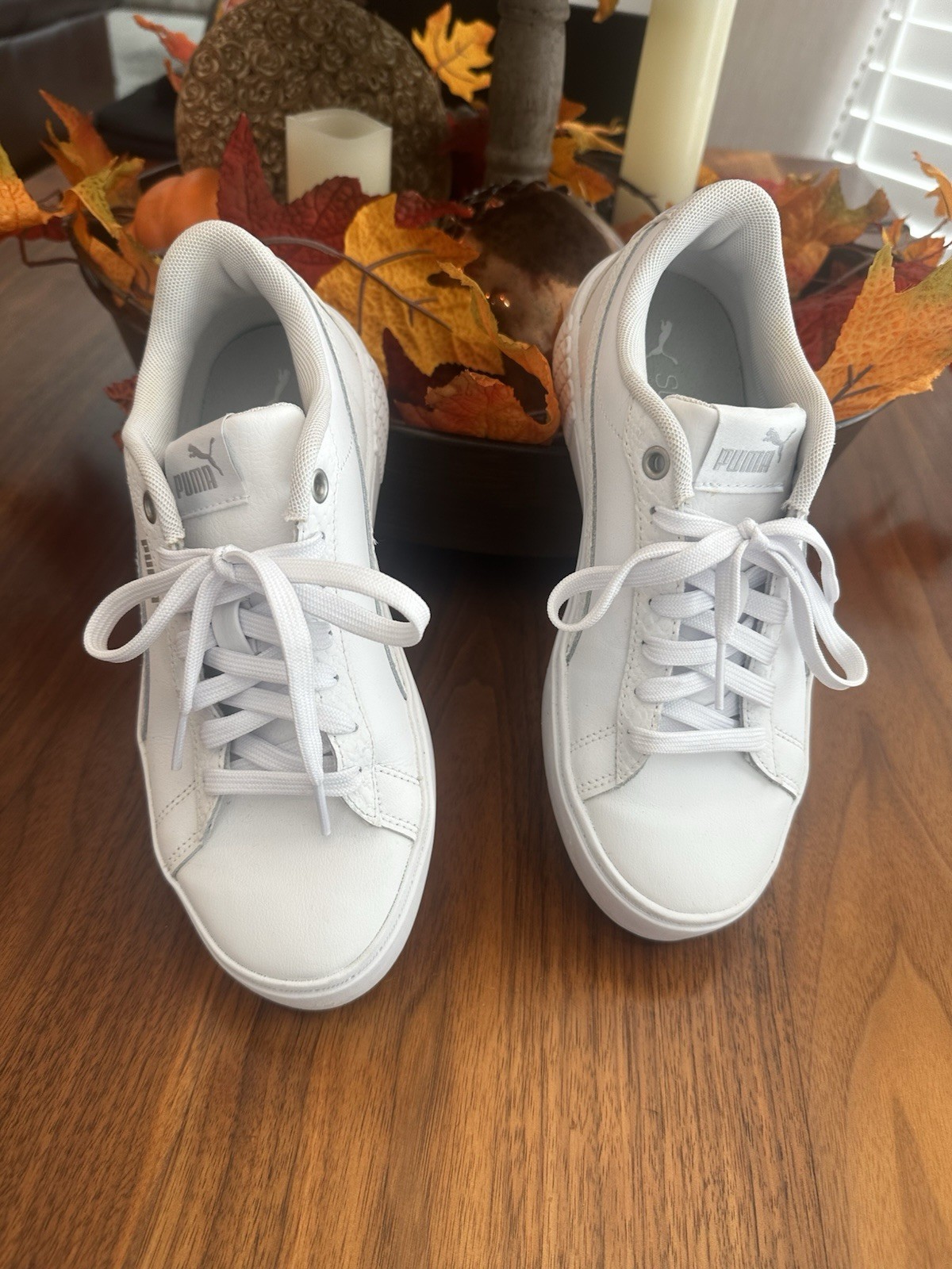 Puma Smash Platform V2 Triple White 381447-01 Women’s 9 US 6.5 UK 40 EU Worn 1X!