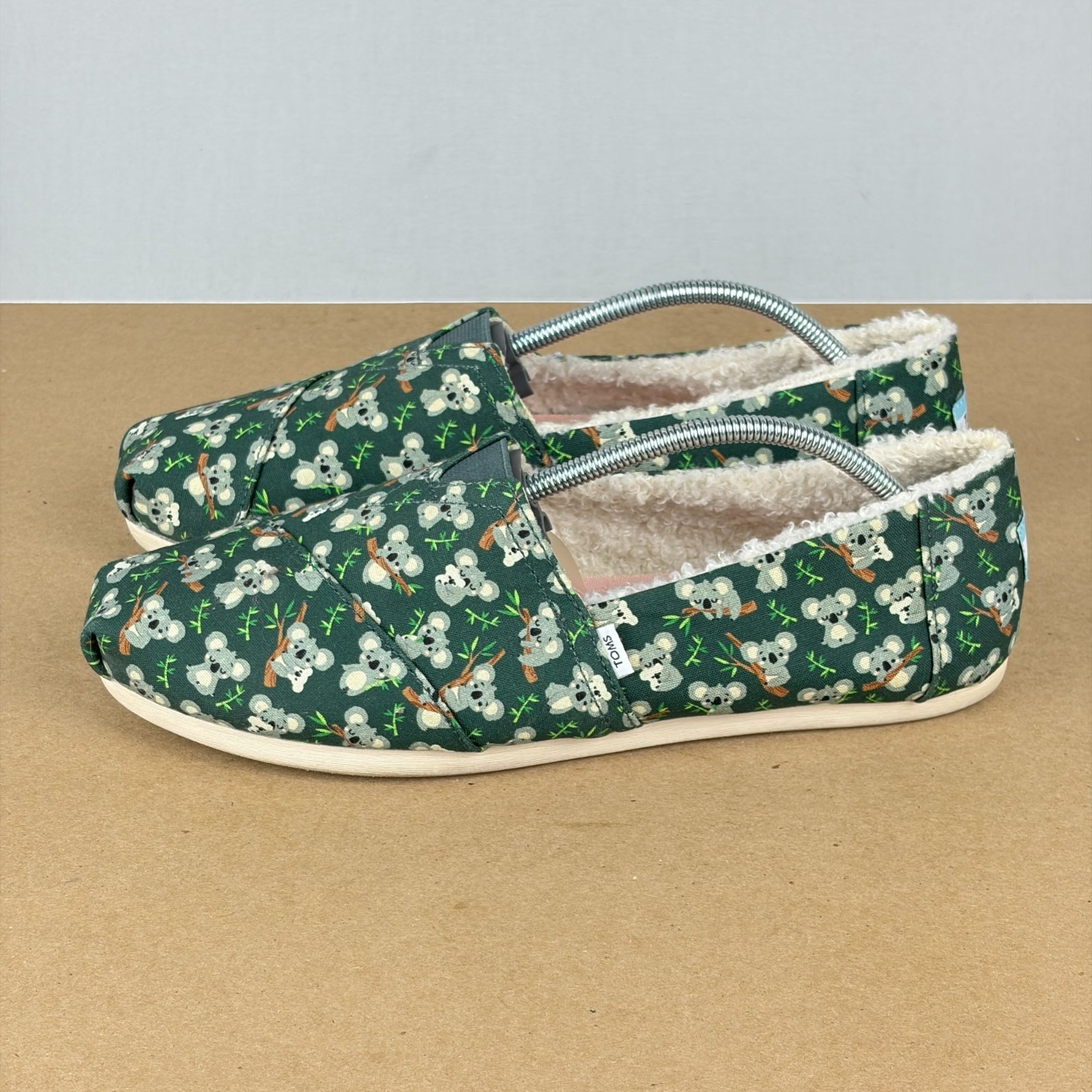 Toms Koala Print Alpargata Lined Casual Slip On Shoes Womens 10 Green Gray