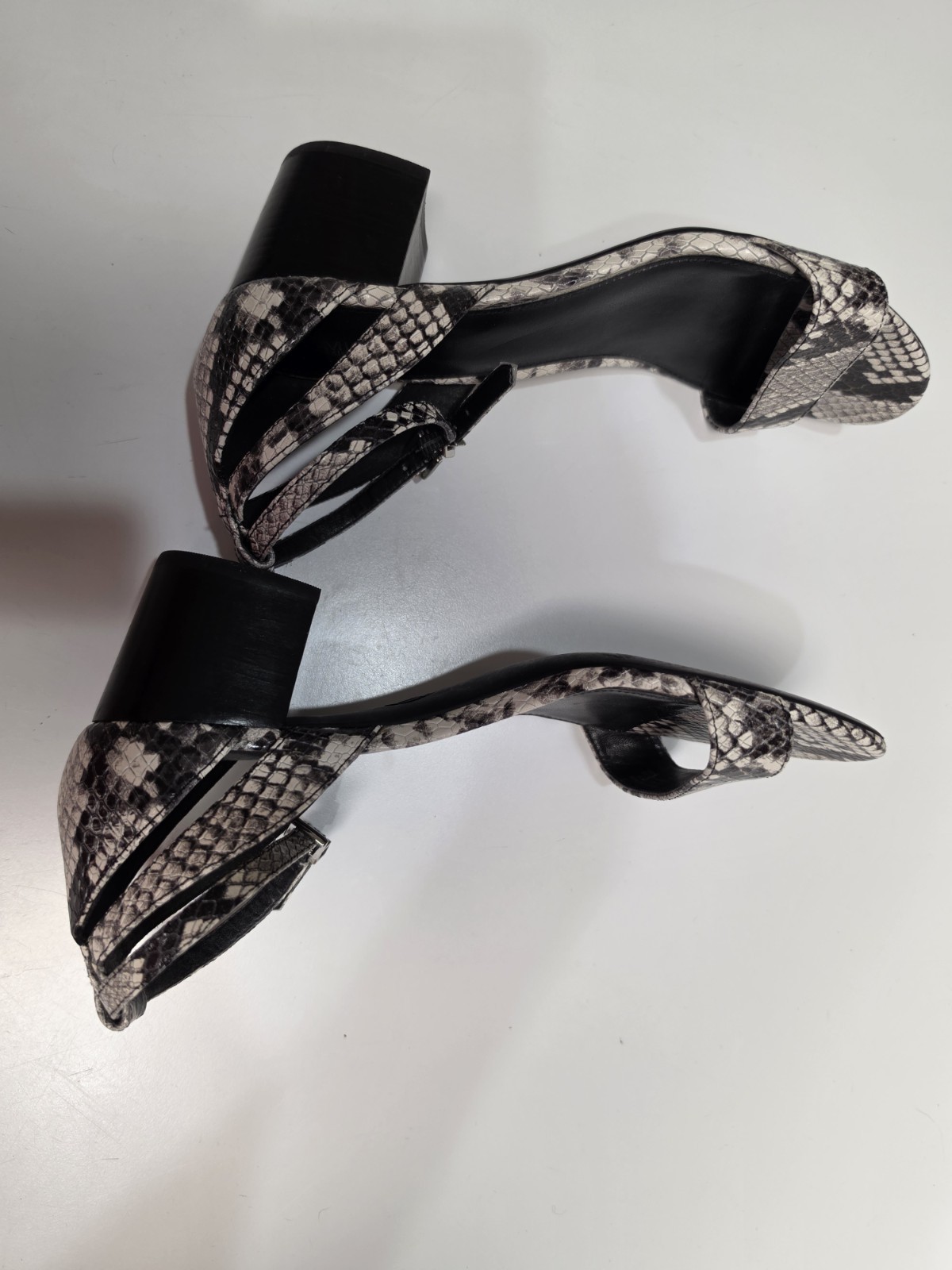 Michael Kors Lilah Block-Heel Snakeskin Leather Sandal Size 9