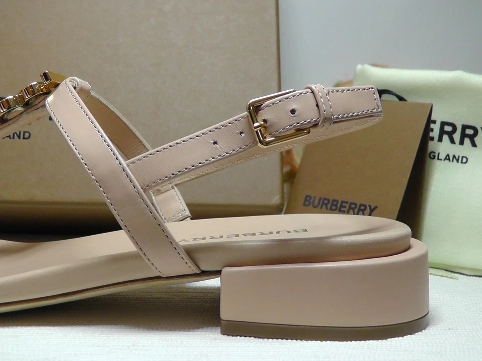 BURBERRY Pale Nude EMILY T-Strap Leather Thong Sandals Size 36.5 US***$720**NIB