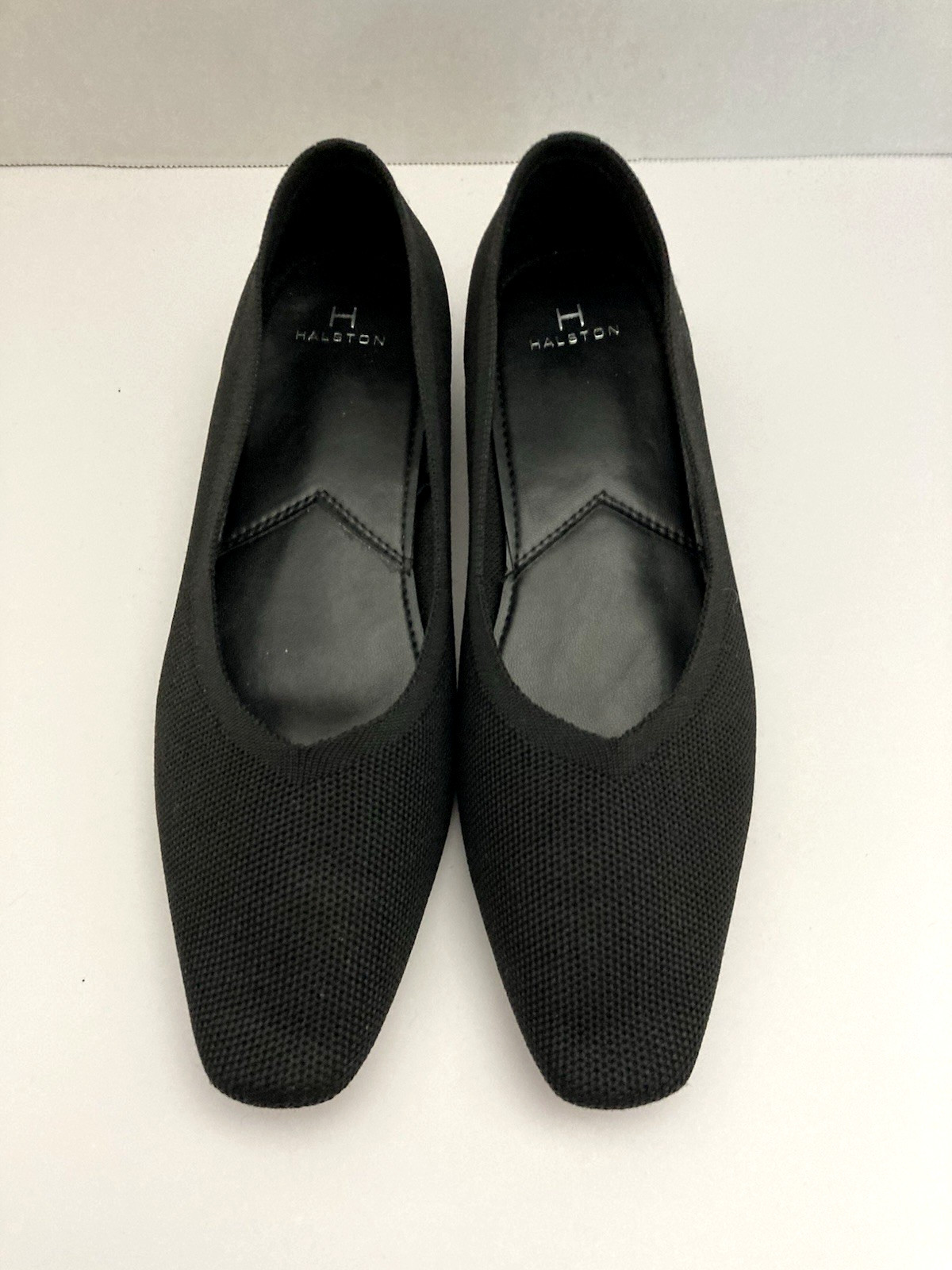 H Halston Black Mesh Knit Slip On Flats Size 7.5 EU 38 Worn Once