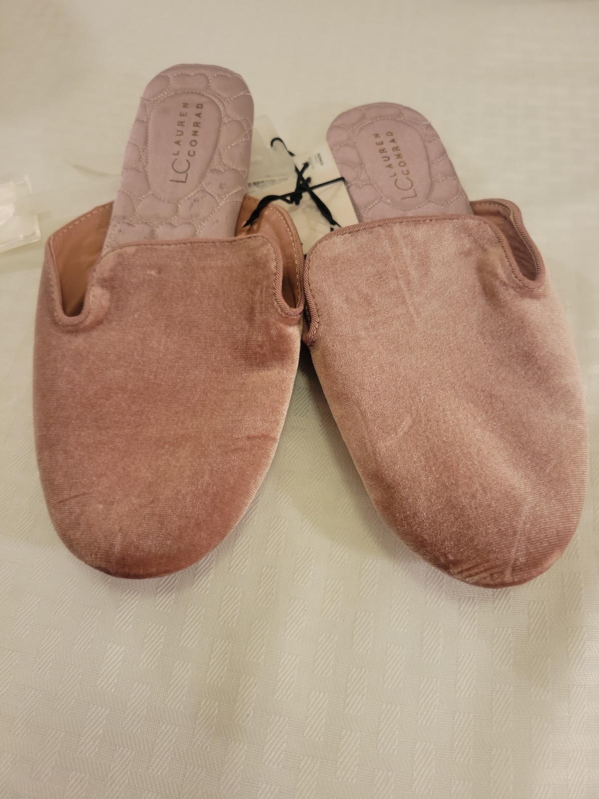 LC LAUREN CONRAD Slip On Slide SLIPPERS Women’s Velvet Pink Size M 7/8 Color New