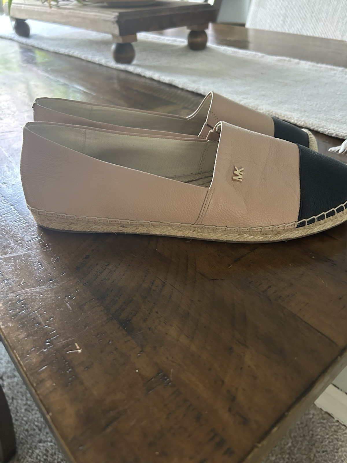 MICHAEL Michael Kors Women’s Leather Espadrille Flats Slip-On Cap Toe 9/40