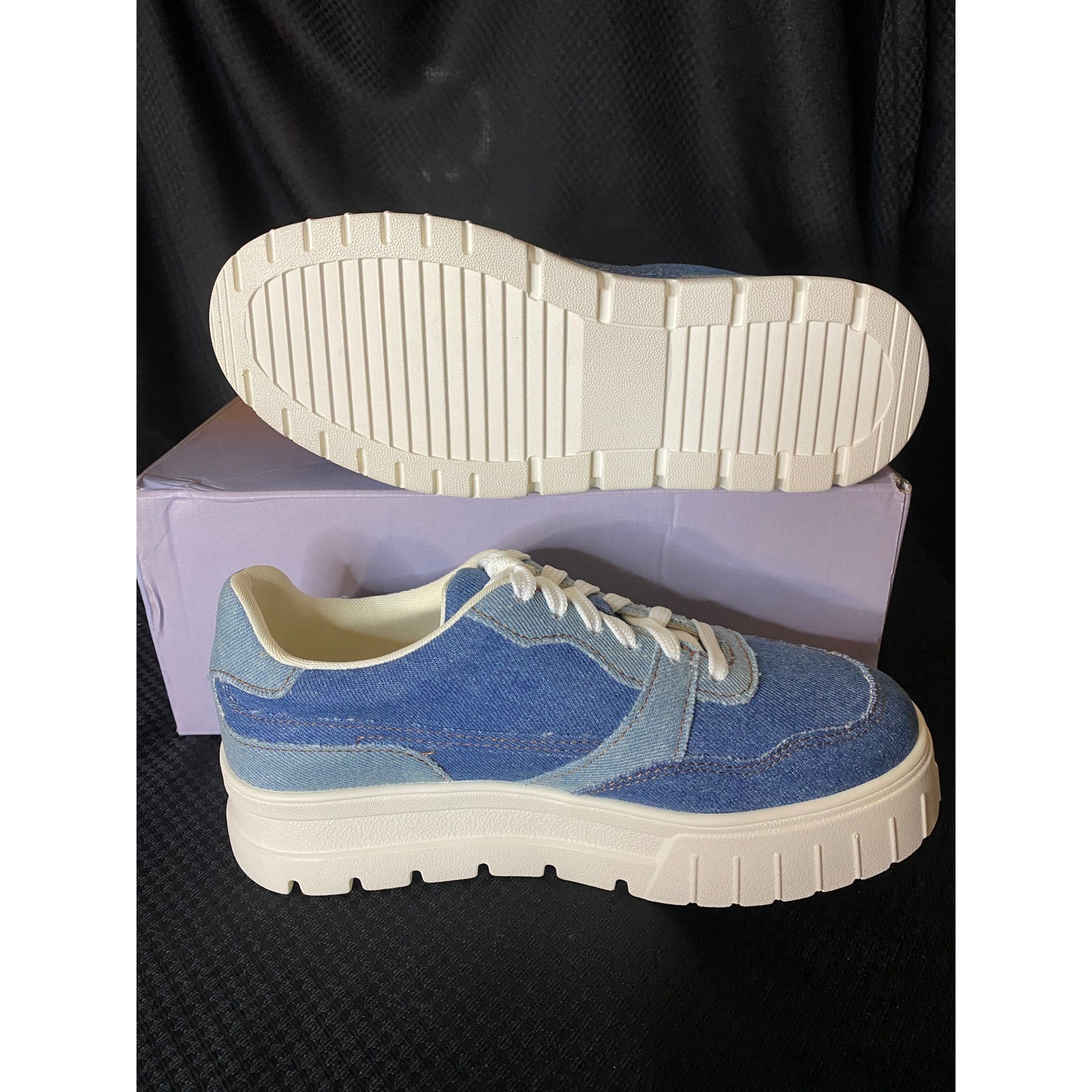 Lisa Vicky Pal-V Denim Platform Sneakers Blue Women’s Size 8 M New in Box
