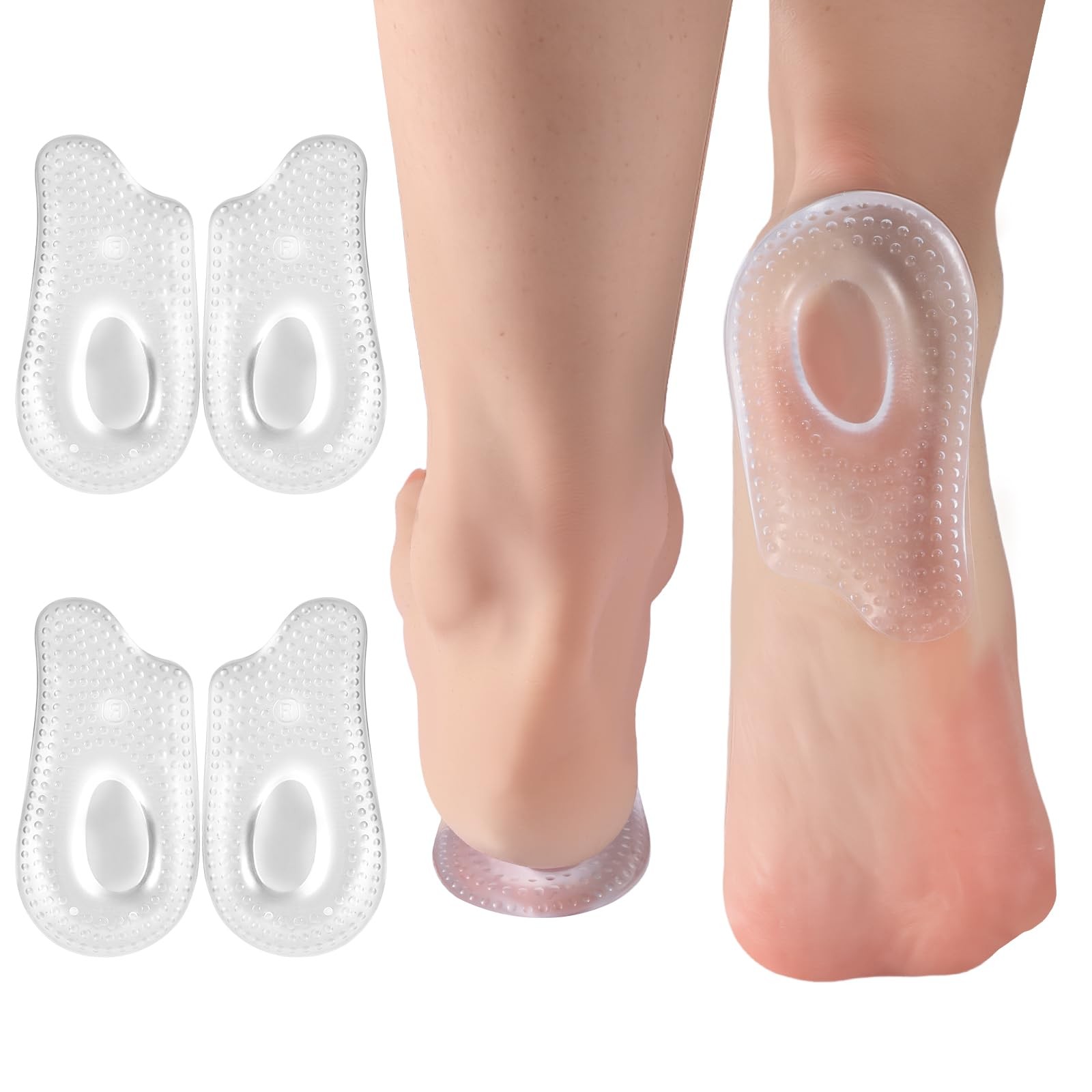 Sibba 2 Pair Plantar Fasciitis Heel 3.94 × 1.97 × 0.24 Inch, Transparent