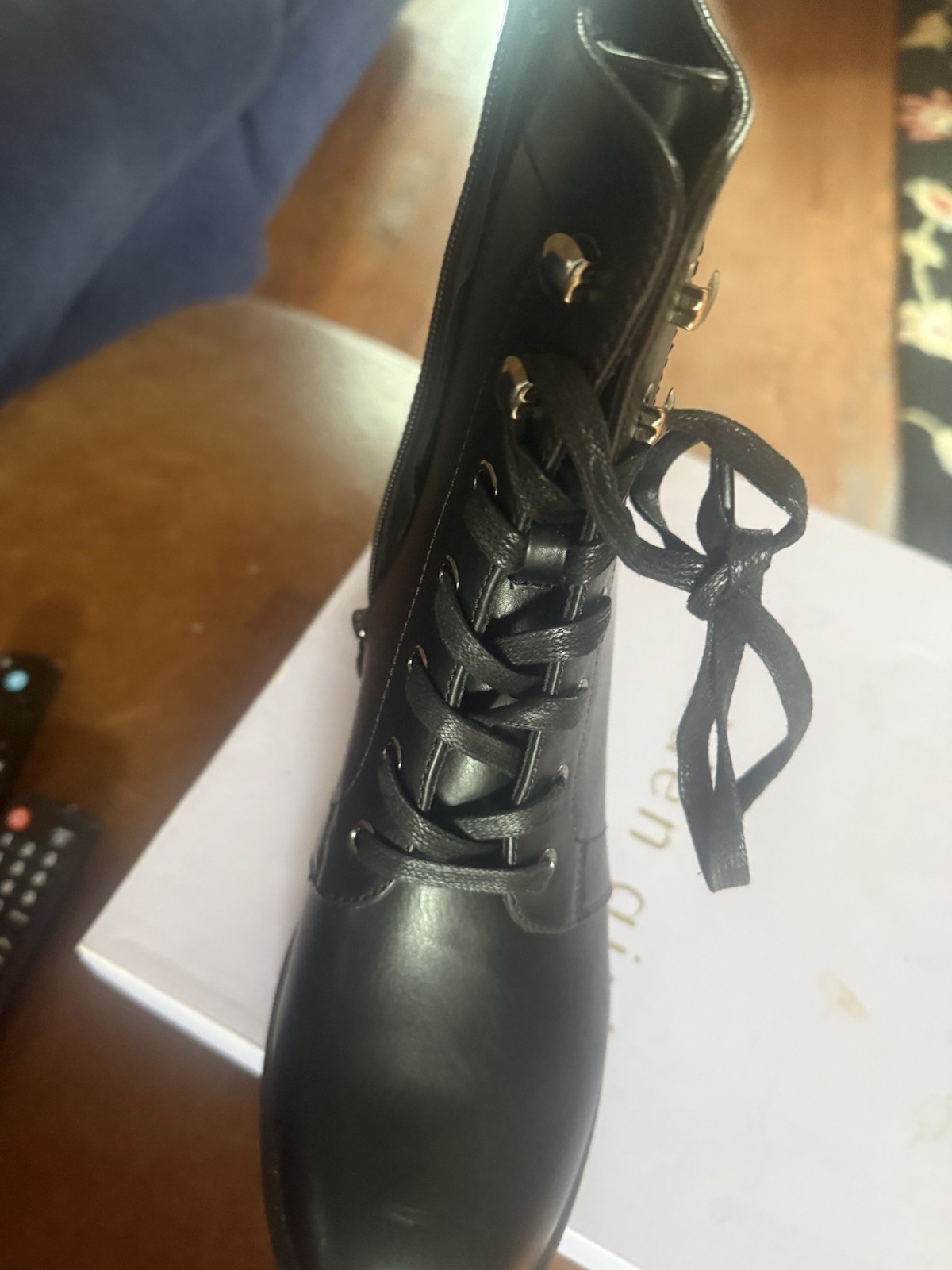 Cushionaire Black Ankle Combat Boot with Lace Up, Zip, Memory Foam, Round Toe