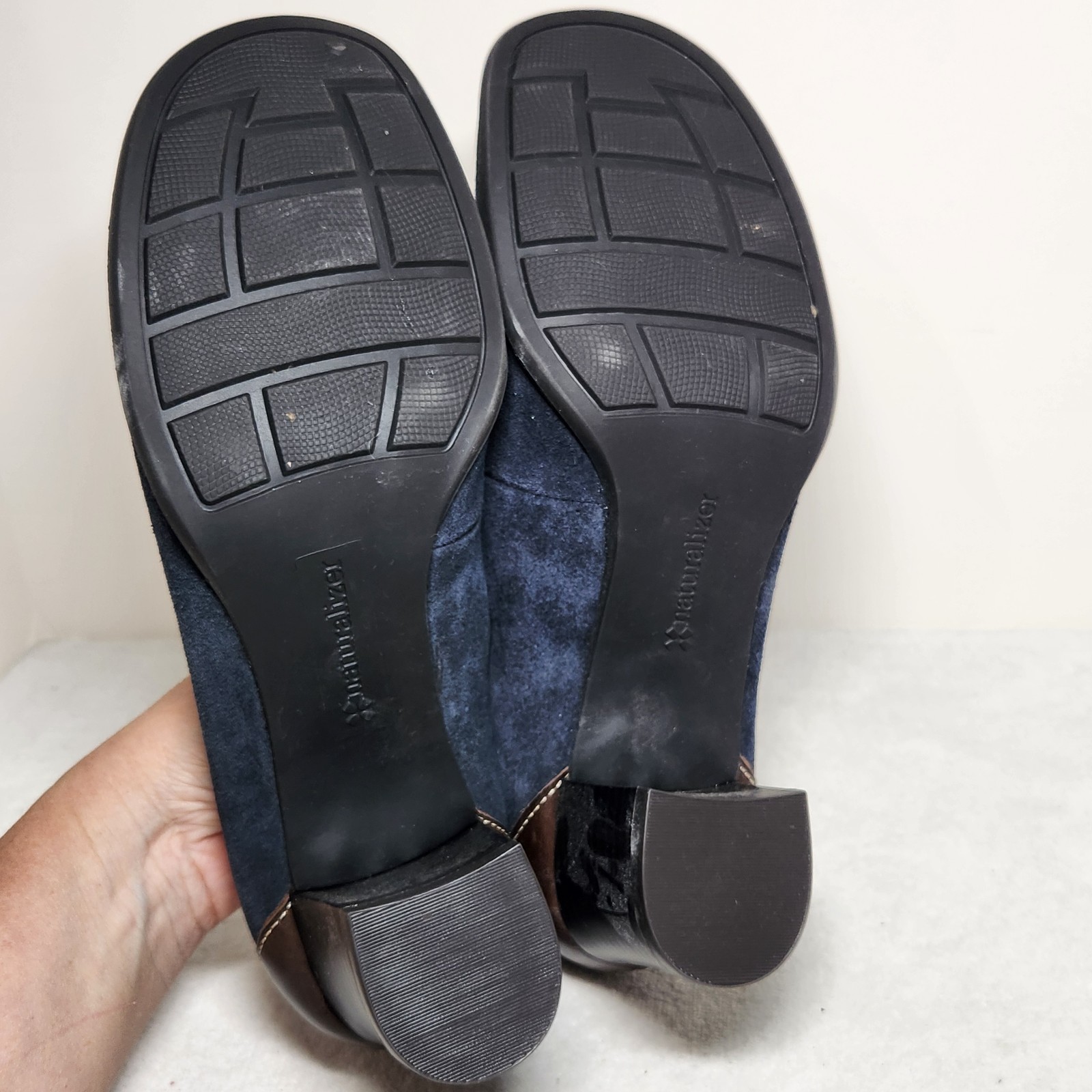 Naturalizer Women’s Loafer Heel Shoes SIze 8.5M Blue Brown Block Leather Comfort
