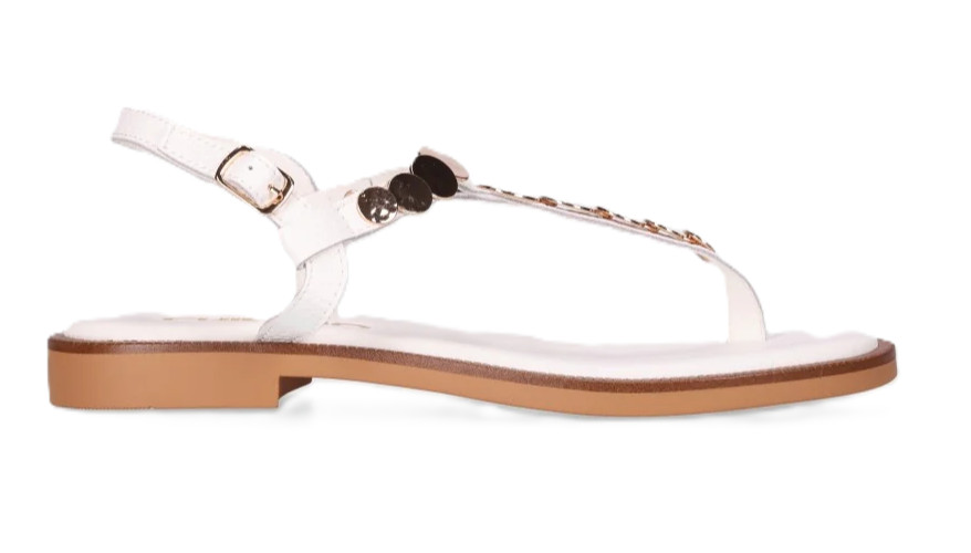 CHIKA 10 31046 COINS 01 FLIP FLOPS SHOES WOMEN BUCKLE STRAP WHITE