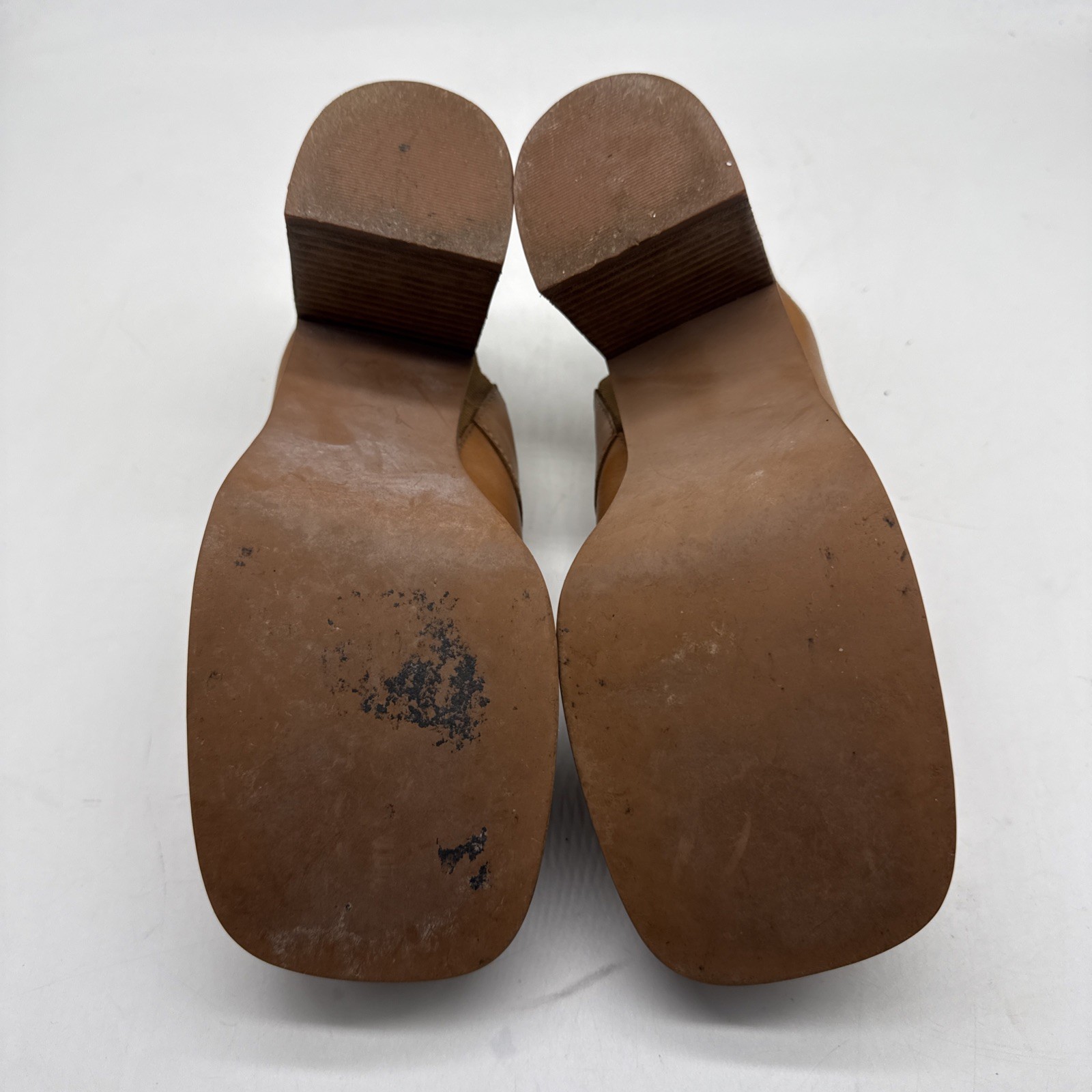 Mudd Mules 7M Brown Leather Square Toe Clogs Slide Chunky Platform Heels 90s Y2K