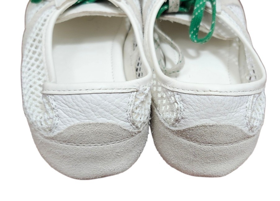ZARA Mesh Ballet Flats White Green Lace-Up Shoes Women US 5 EU 36 Casual Summer