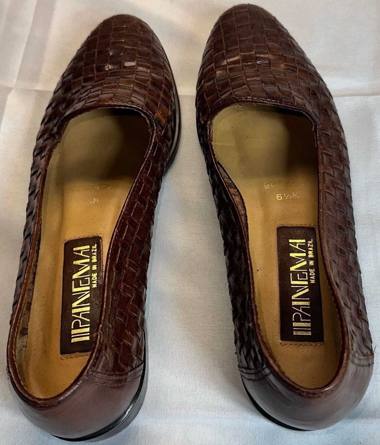 Vintage Ipanema Brown Woven Brazil Leather Slip-On Loafer Flats 6.5M