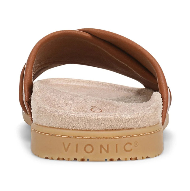 VIONIC Etna Slide Sandal, Tan Leather
