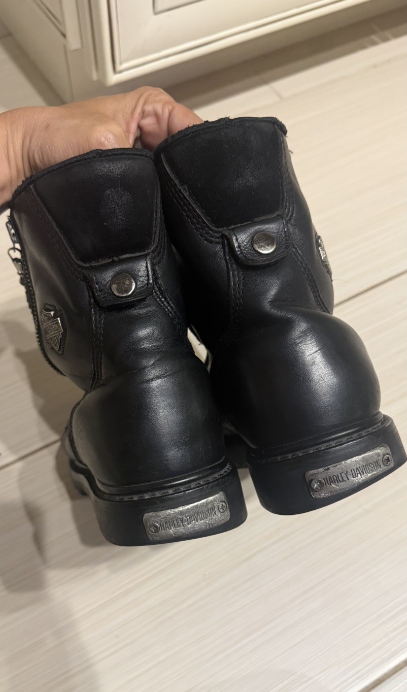 Vintage Harley Davidson Size 8.5 Womens Black Side Zip Ankle Biker Boot-See Pics