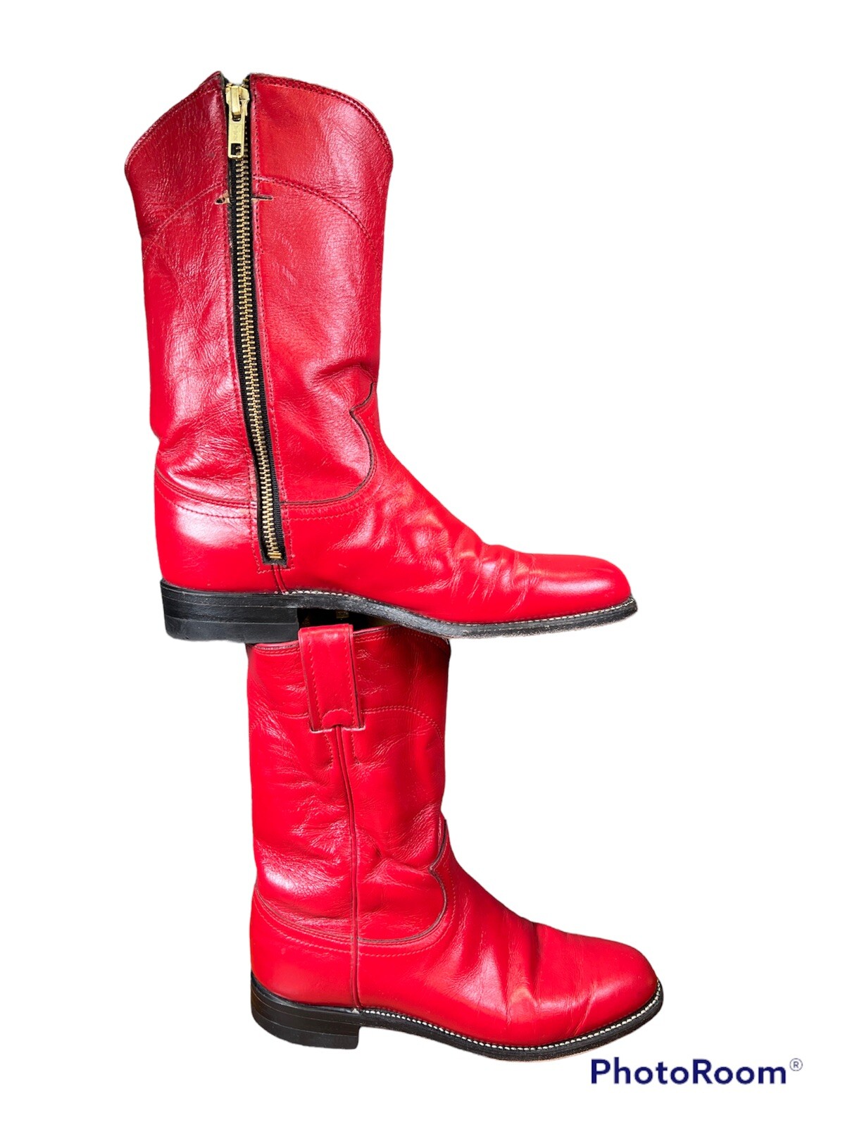 JUSTIN Western Boots 59794 3 Red Side Zip Women Sz 6 B Made In USA 90’s Vintage