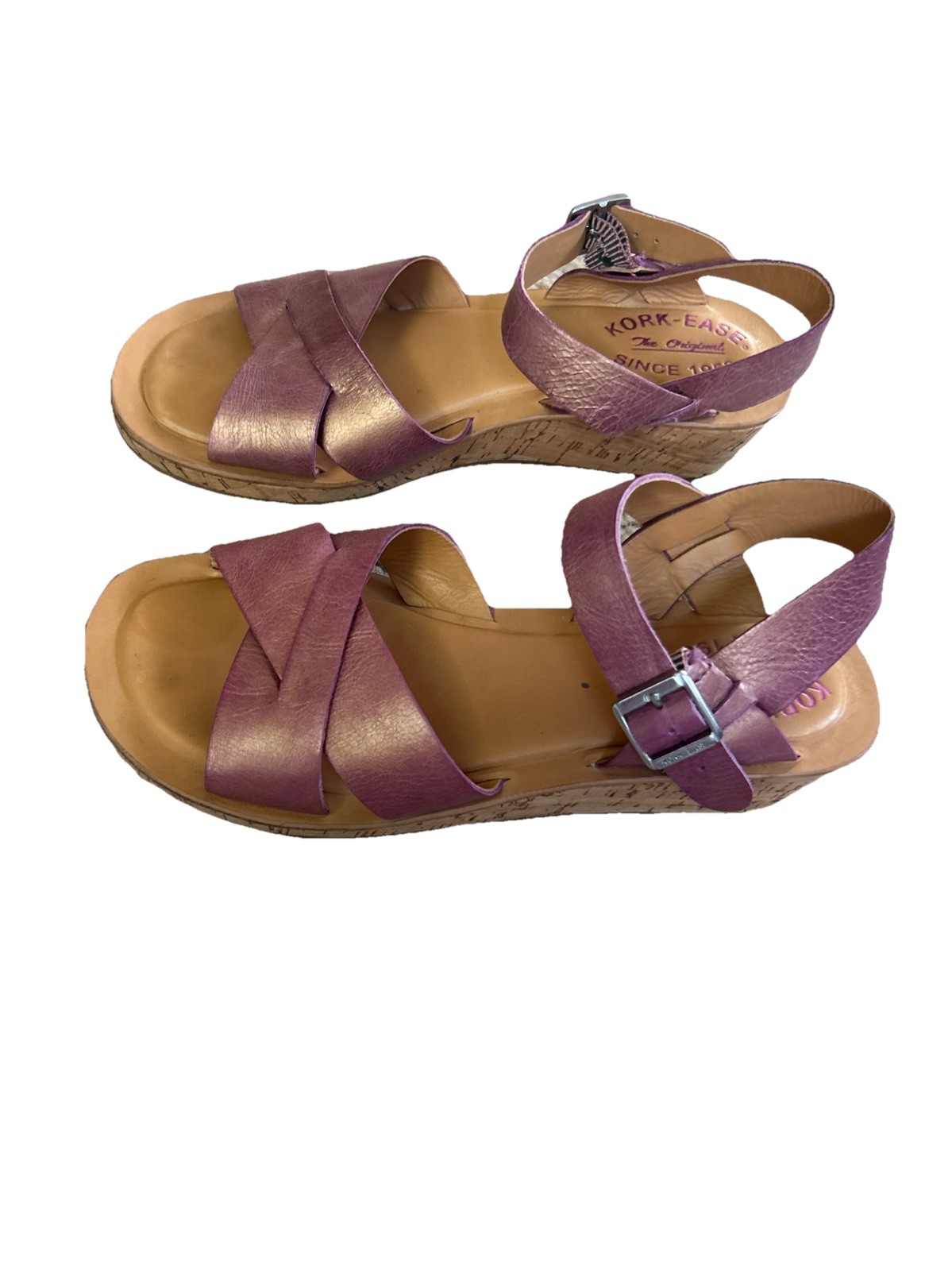 Kork-Ease Size 7 38 Women’s Leather wedge sandals, Orchid Pink Color