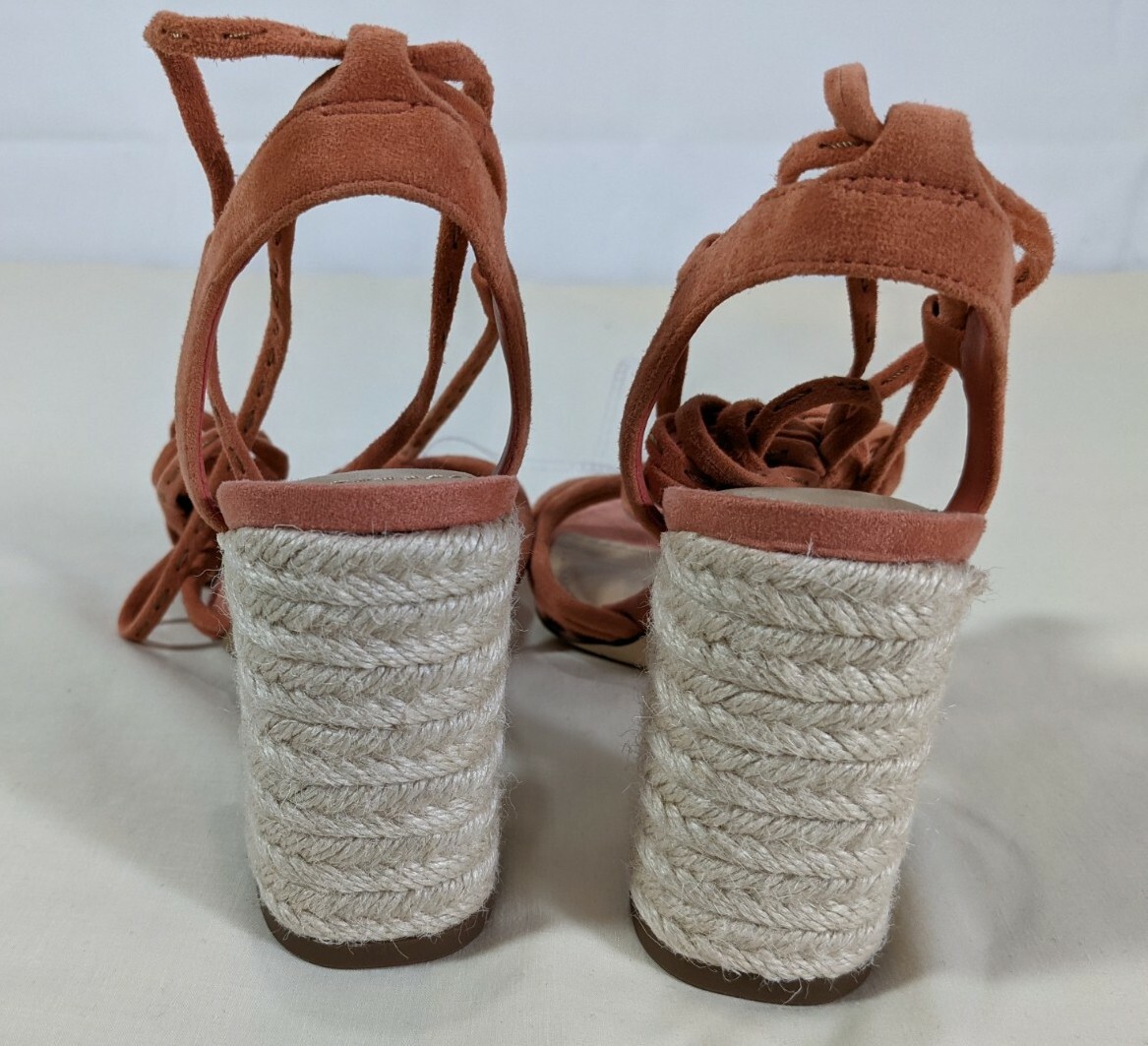 GIBSON*LATIMER Women’s Salmon Leather Ankle-Tie Block-Heel Sandals sz 6.5M NWOB