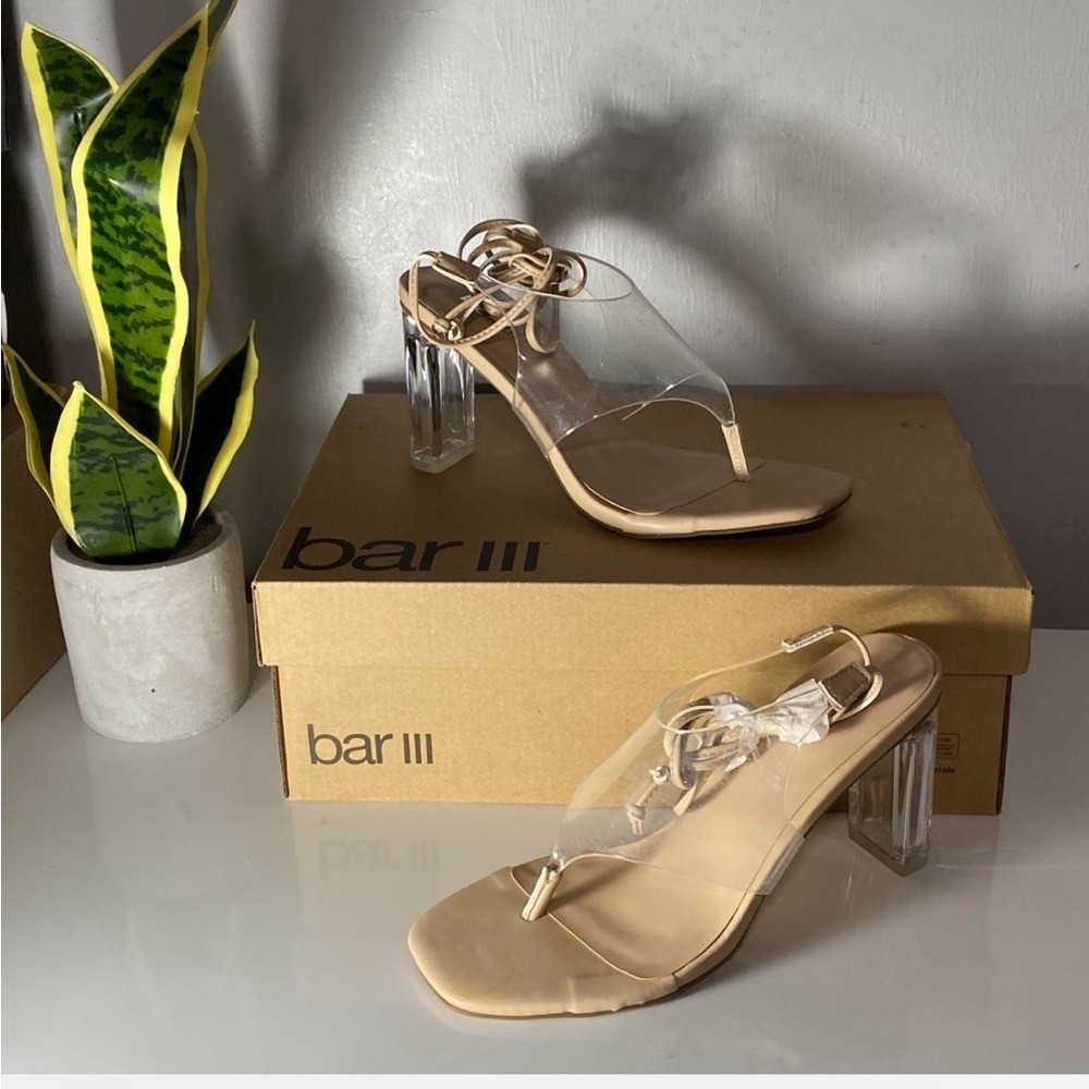 Beige Transparent Strap Heels